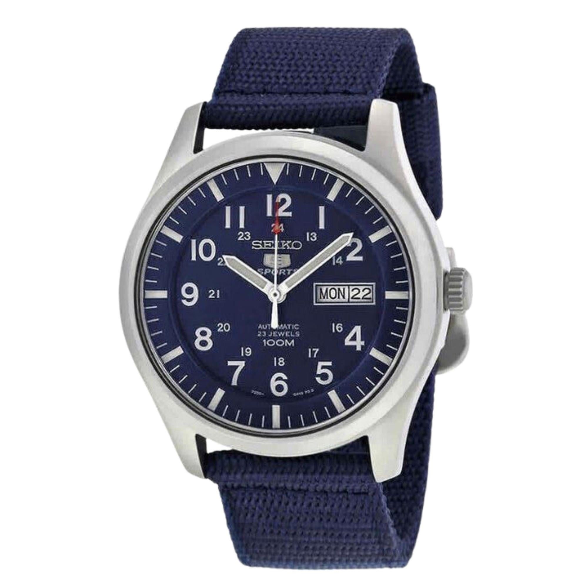 Seiko 5 Sports Military Automatic Blue Dial Canvas Strap Men's Watch SNZG11K1