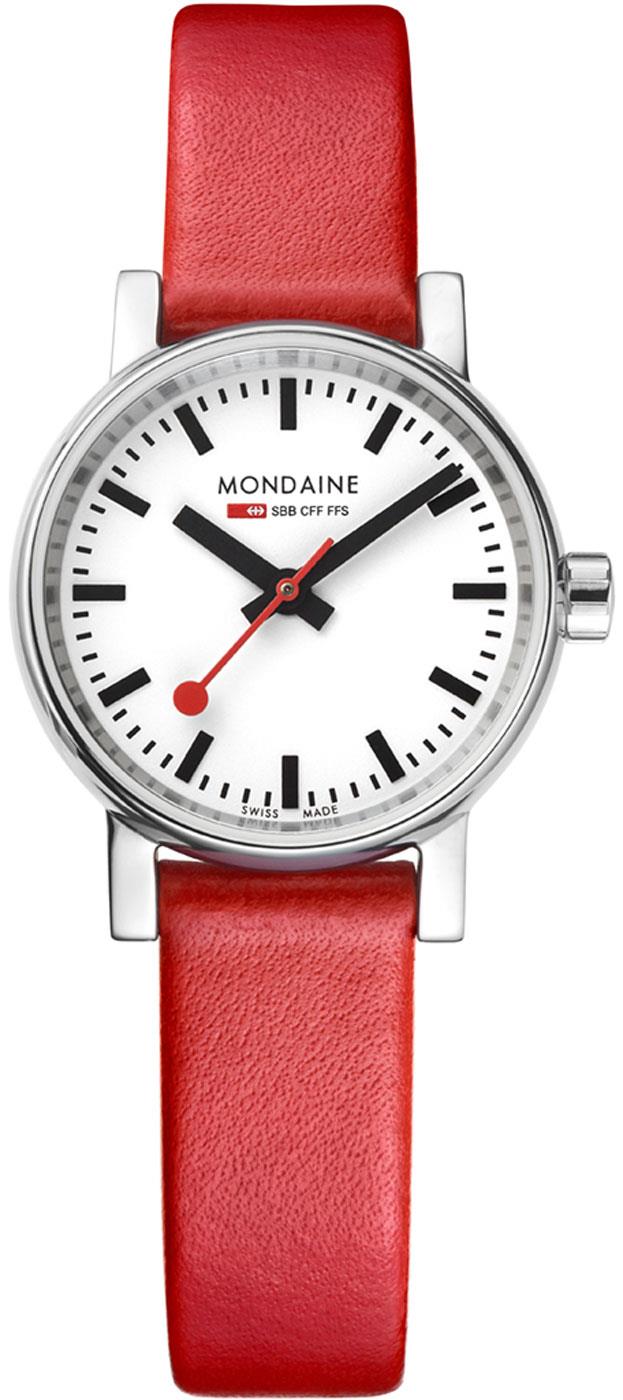 Mondaine evo2 Petite Red Leather Strap White Dial Ladies Watch MSE.26110.LC