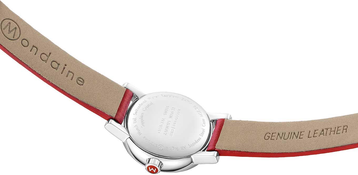 Mondaine evo2 Petite Red Leather Strap White Dial Ladies Watch MSE.26110.LC