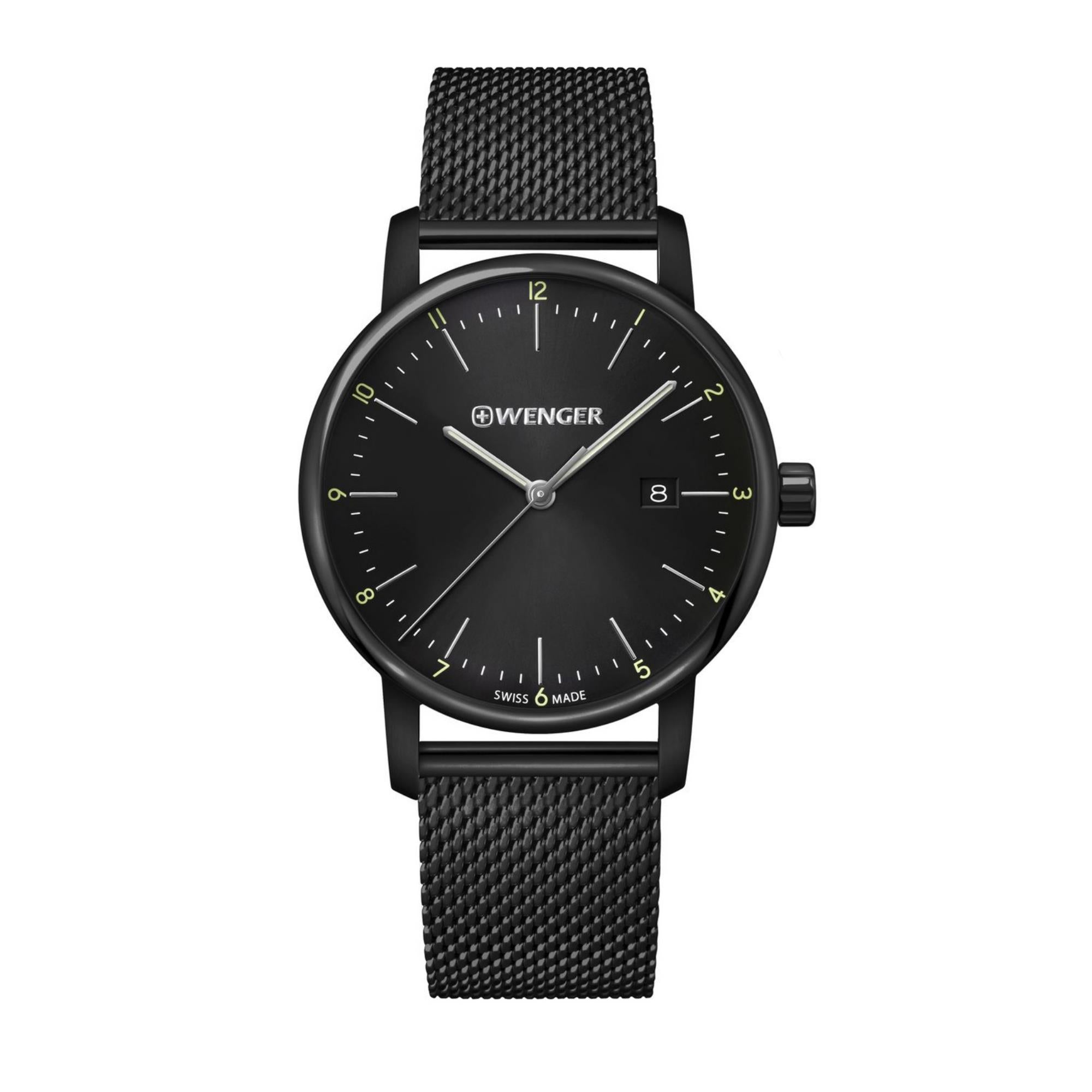 Wenger Urban Classic Quartz Black Dial Black Stainless Steel Bracelet Men's Watch 01.1741.137