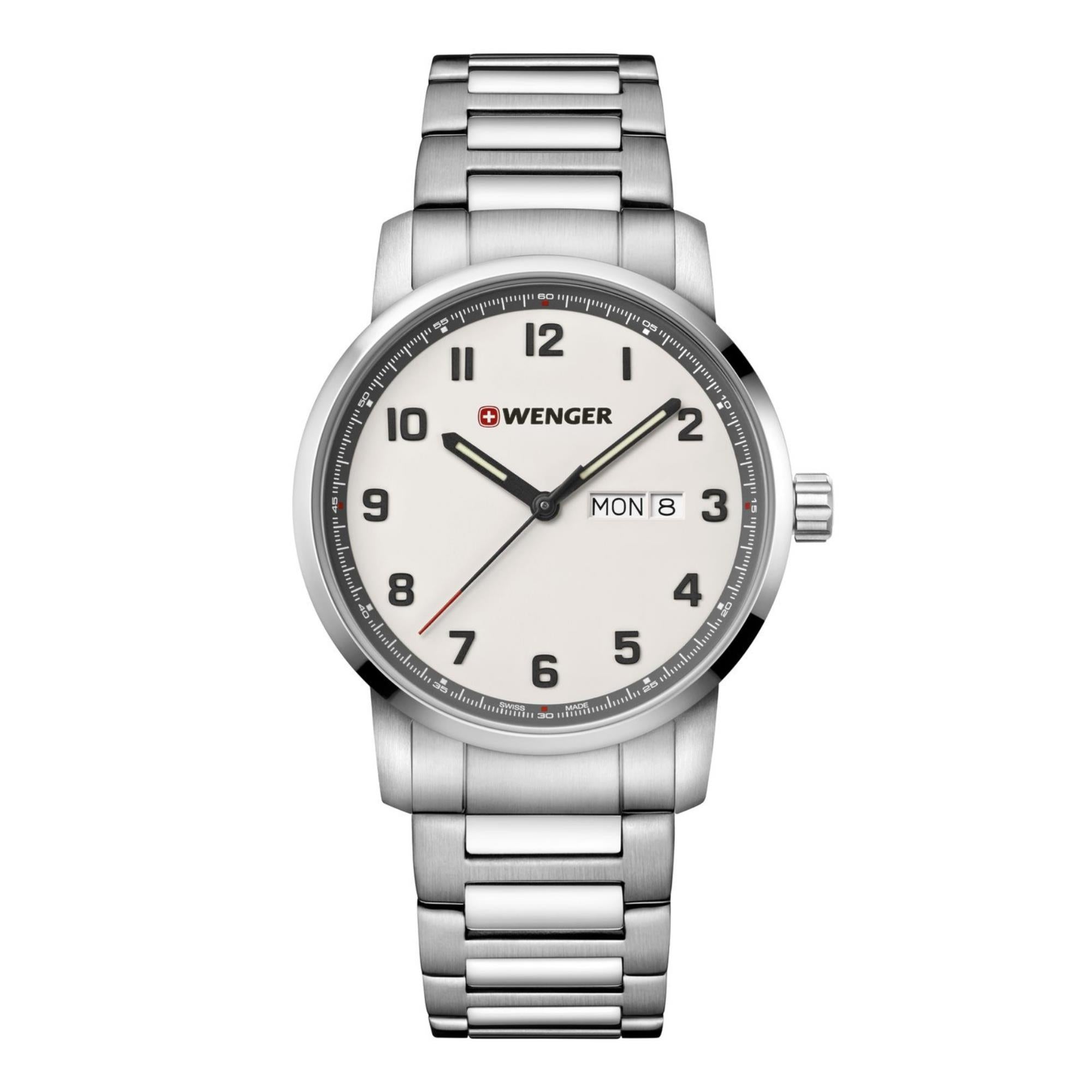 Wenger Attitude Heritage Quartz Cream Dial Black Stainless Steel Bracelet Men's Watch 01.1541.120
