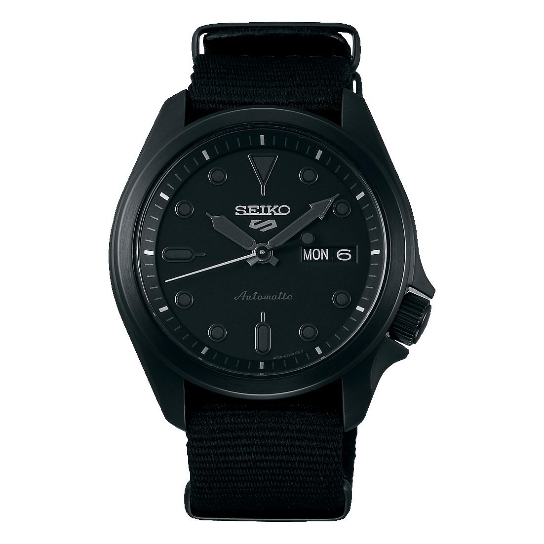 Seiko 5 Sports Solid Boy Automatic Midnight Black Dial Nylon Strap Men's Watch SRPE69K1