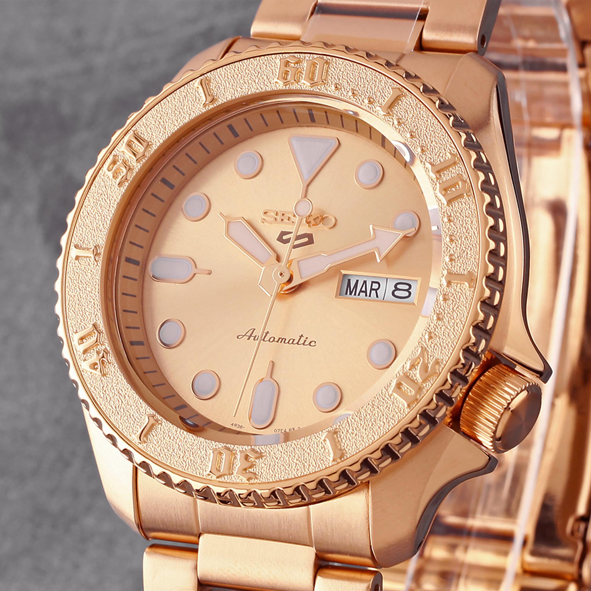 Seiko 5 Sports Automatic Rose Gold Dial Men's Watch SRPE72K1