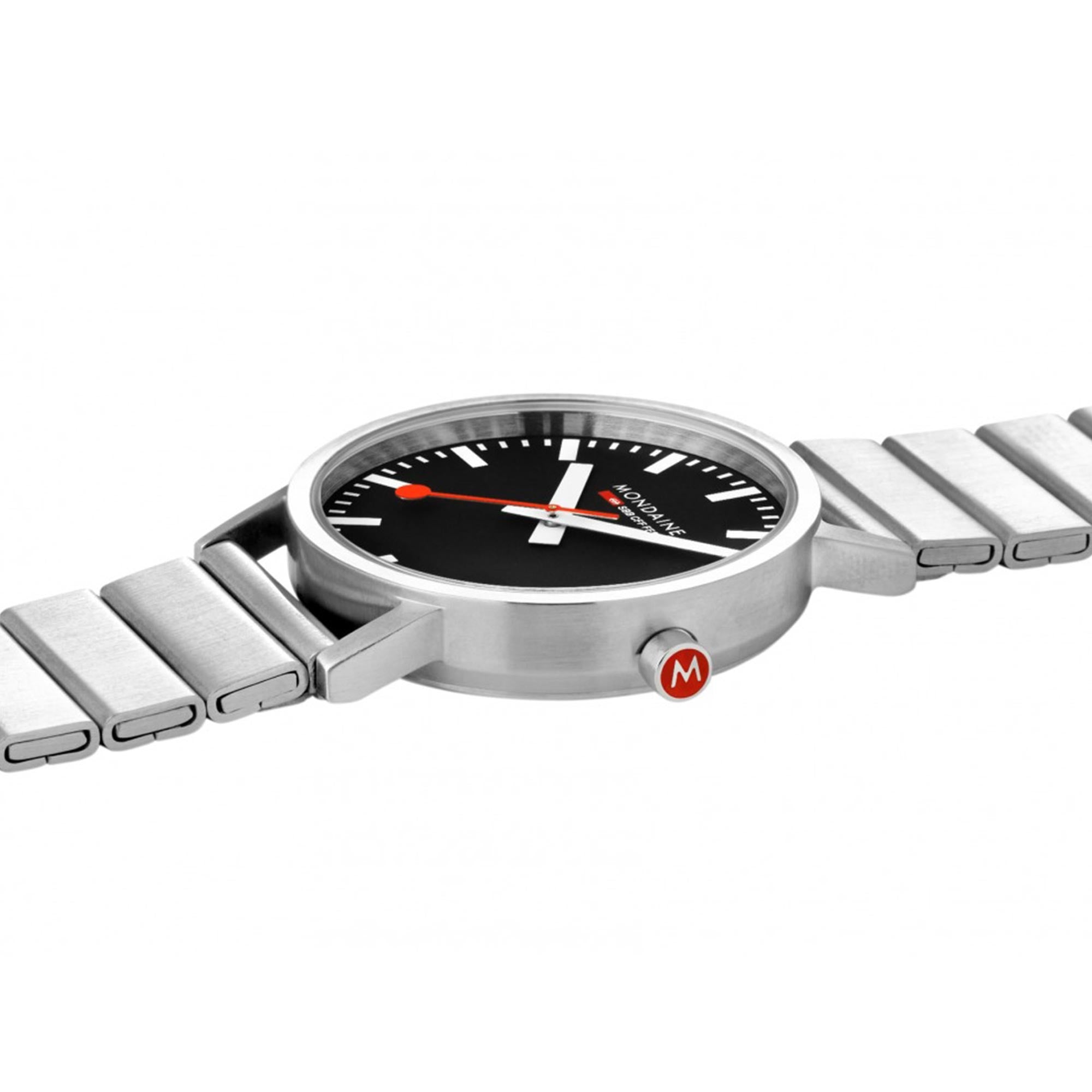 Mondaine Classic Quartz Black Dial Stainless Steel Bracelet Ladies Watch A660.30314.16SBW