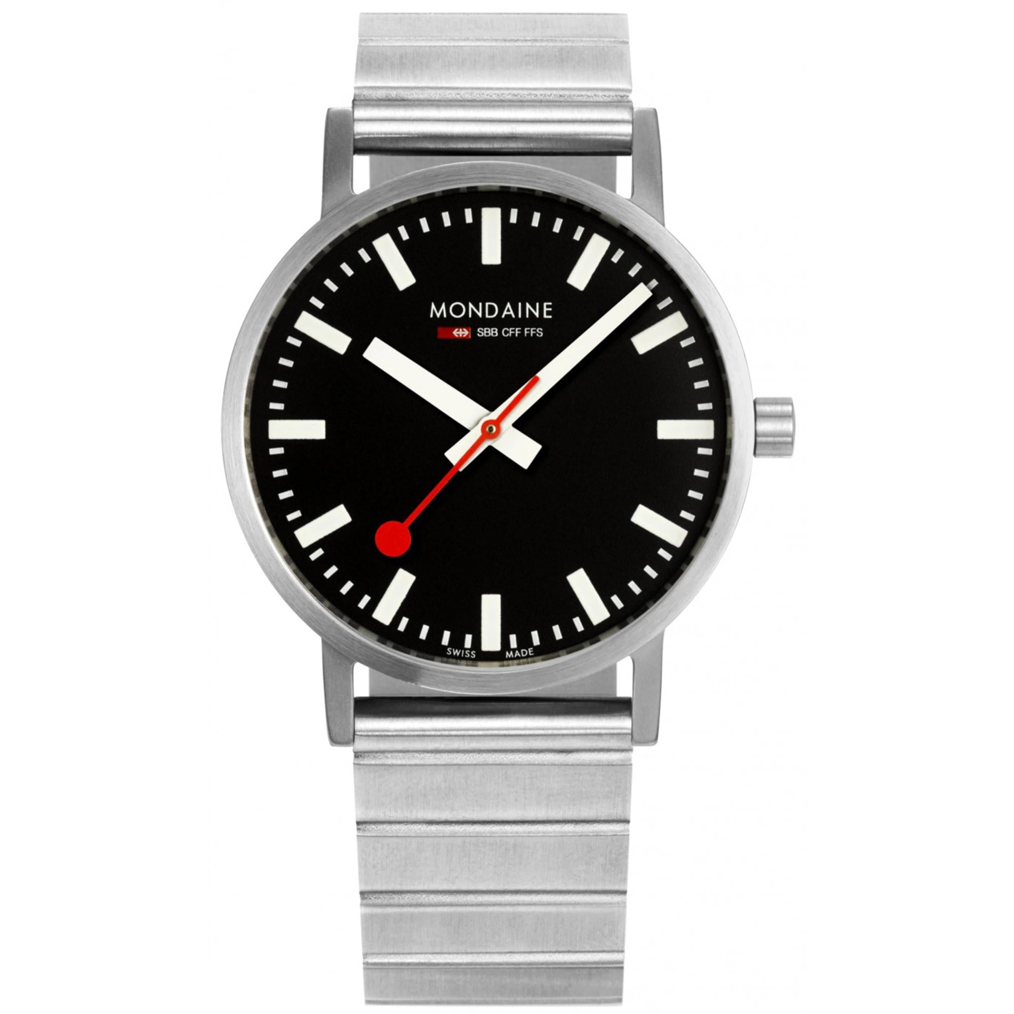 Mondaine Classic Quartz Black Dial Stainless Steel Bracelet Ladies Watch A660.30314.16SBW