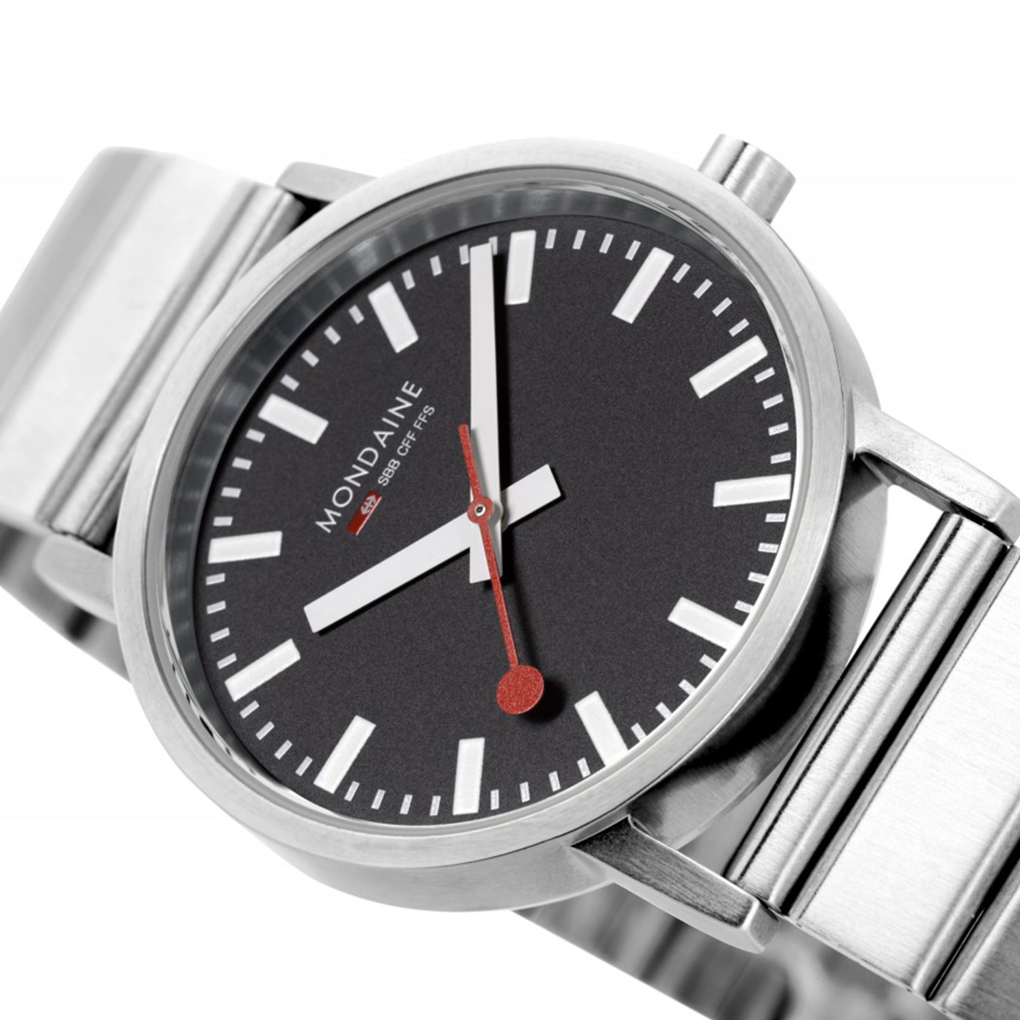 Mondaine Classic Quartz Black Dial Stainless Steel Bracelet Ladies Watch A660.30314.16SBW