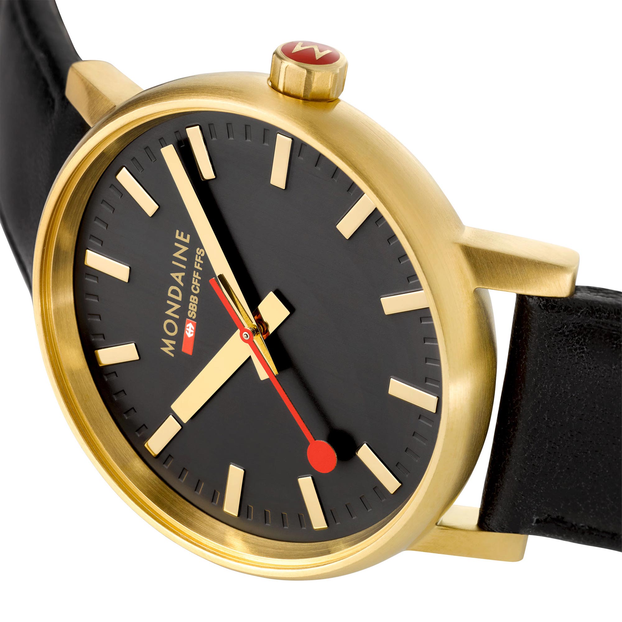Mondaine Evo Quartz Black Dial Black Leather Strap Ladies Watch MSE.30120.LB