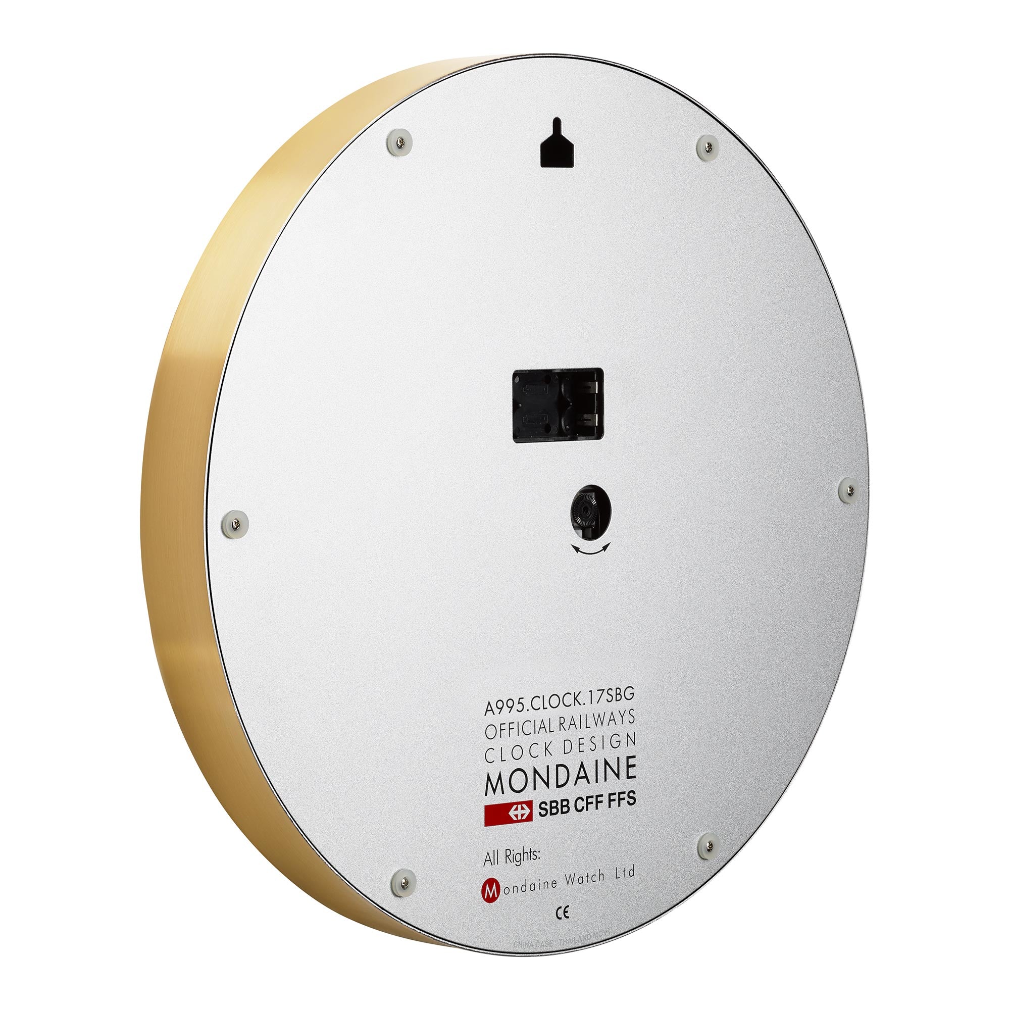 Mondaine Wall Clock White Dial Gold Case 40cm A995.CLOCK.17SBG