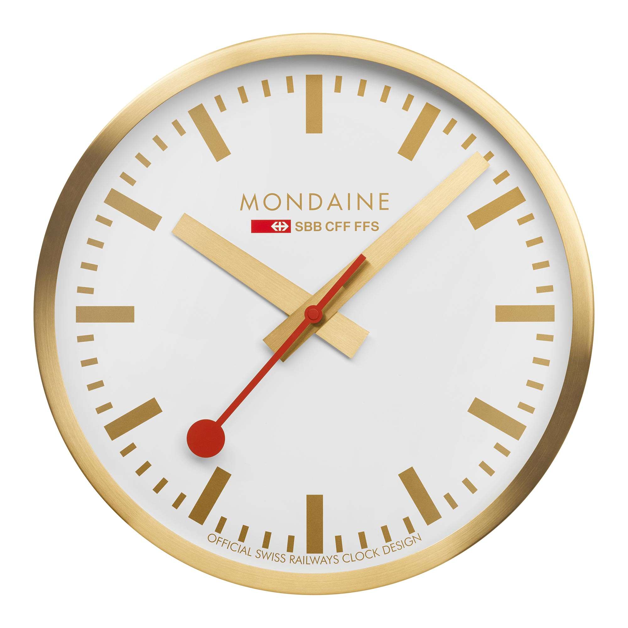 Mondaine Wall Clock White Dial Gold Case 40cm A995.CLOCK.17SBG