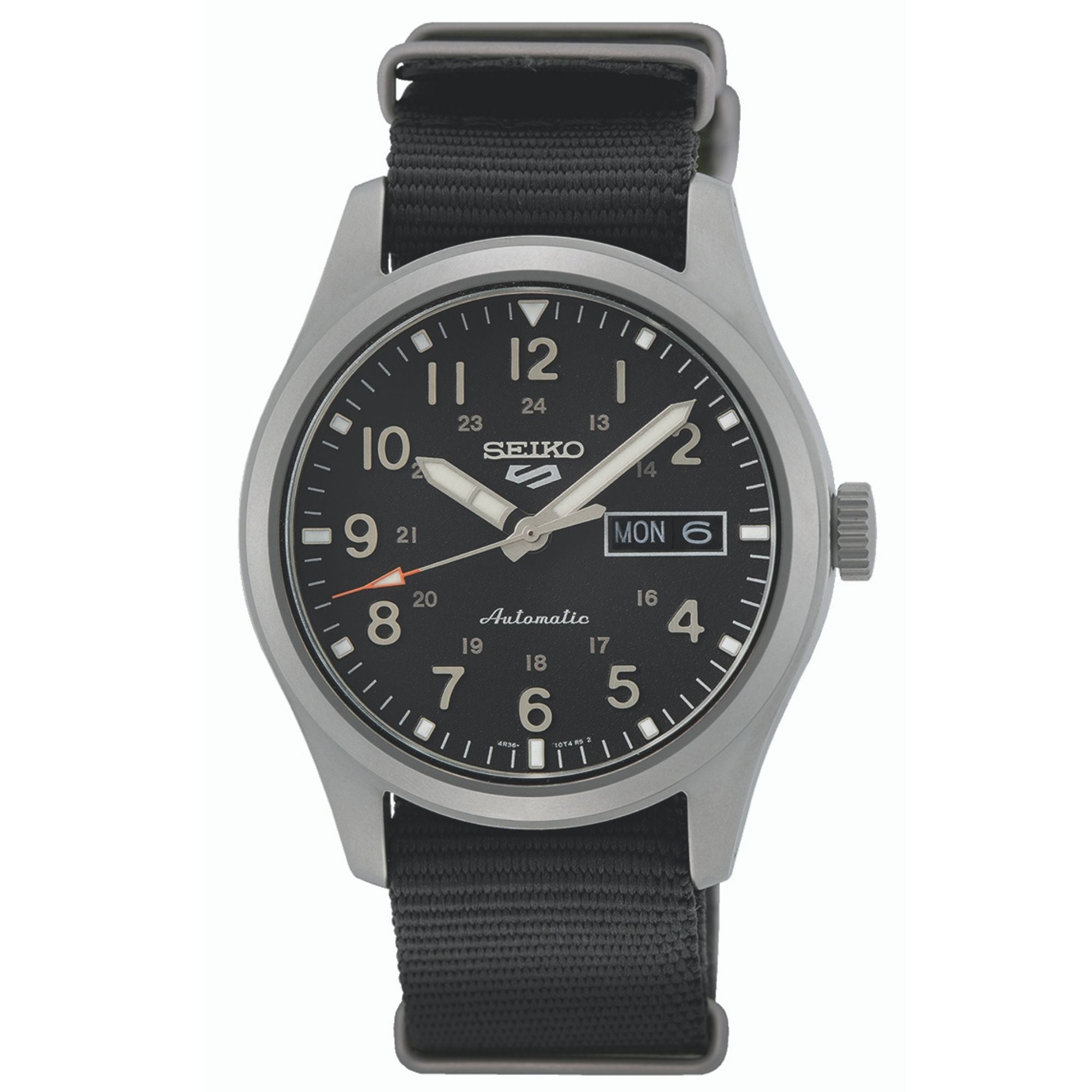Seiko 5 Sports Field Military Watch Automatic Black Dial Black NATO Strap Men's Watch SRPG37K1