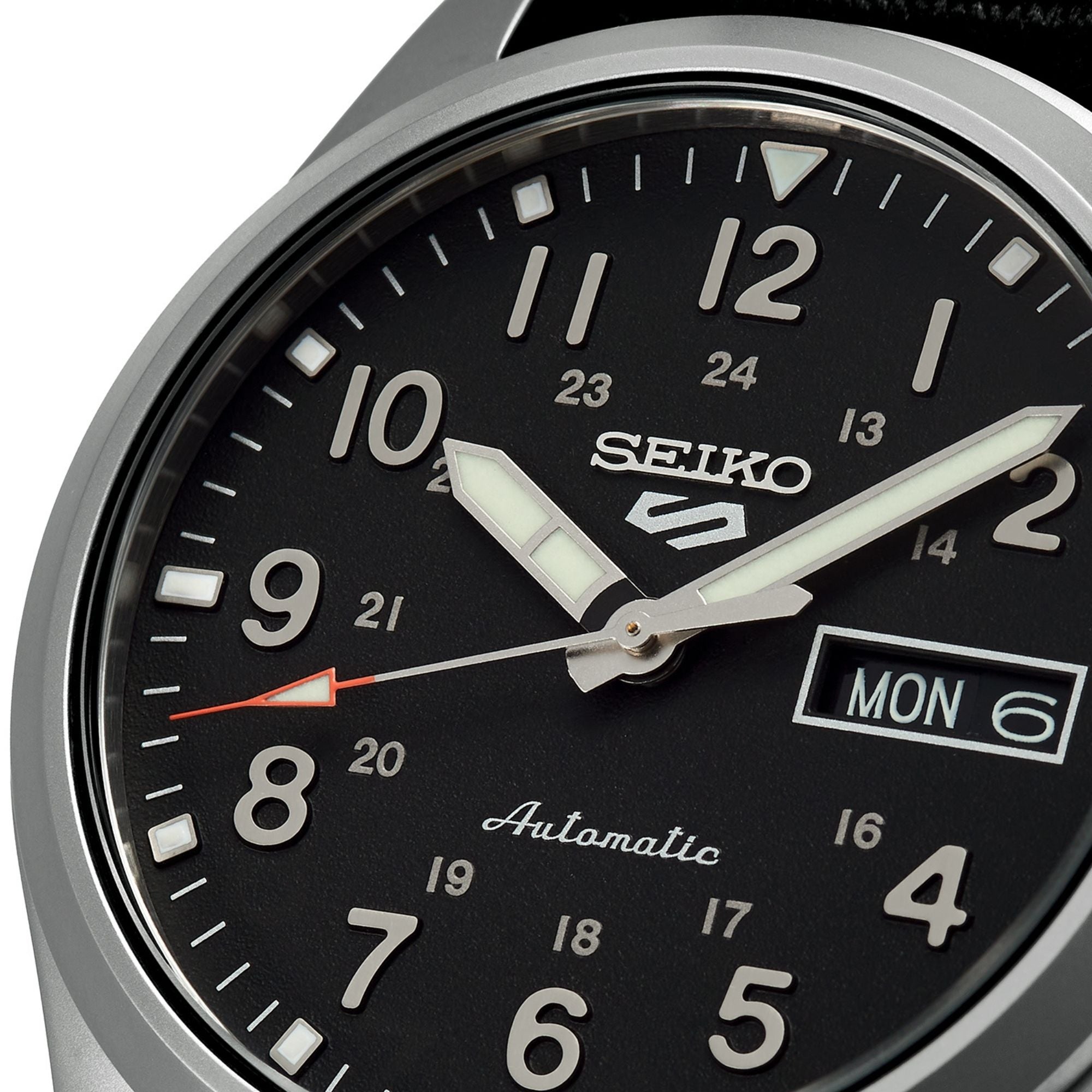 Seiko 5 Sports Field Military Watch Automatic Black Dial Black NATO Strap Men's Watch SRPG37K1