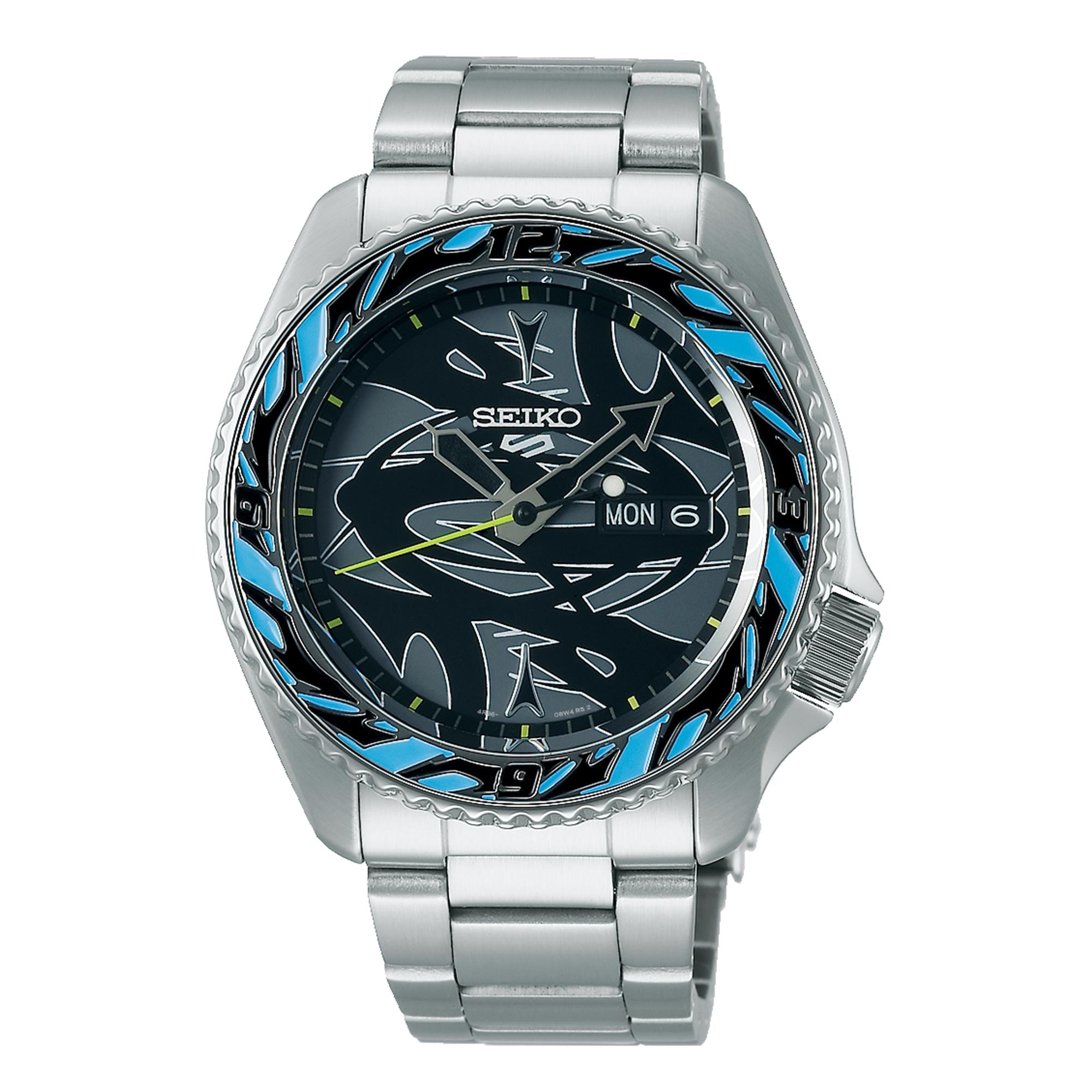 Seiko 5 Sports GucciMaze Limited Edition Automatic Black Dial Silver Stainless Steel Bracelet Men's Watch SRPG65K1