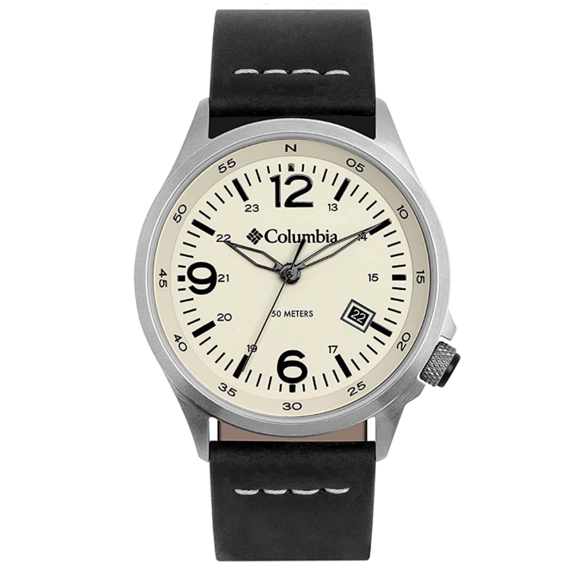 Columbia Canyon Ridge Quartz Chalk Dial Brown Leather Strap Men's Watch CSC02-015
