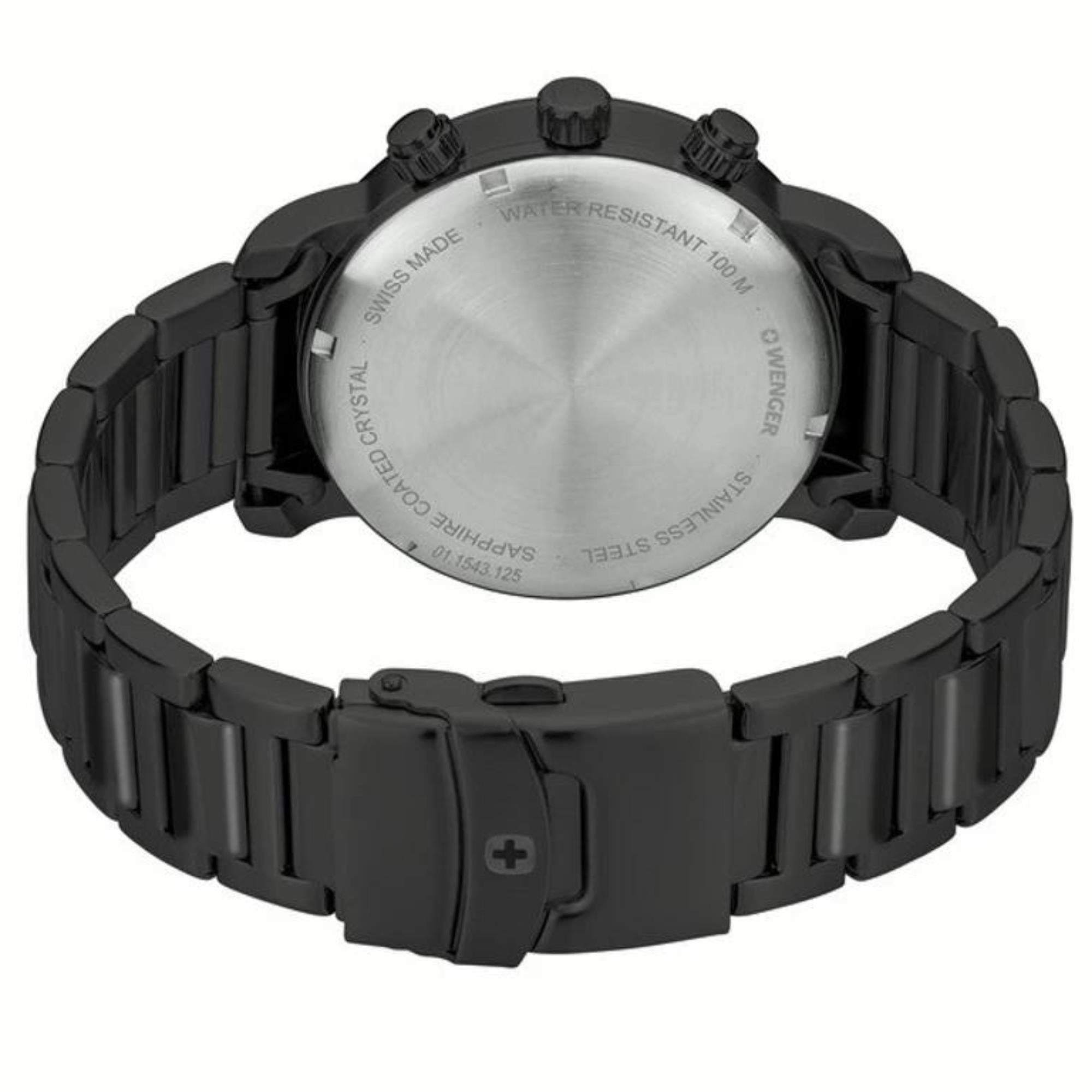 Wenger Attitude Quartz Black Dial PVD Steel Bracelet Chronograph Men's Watch 01.1543.115
