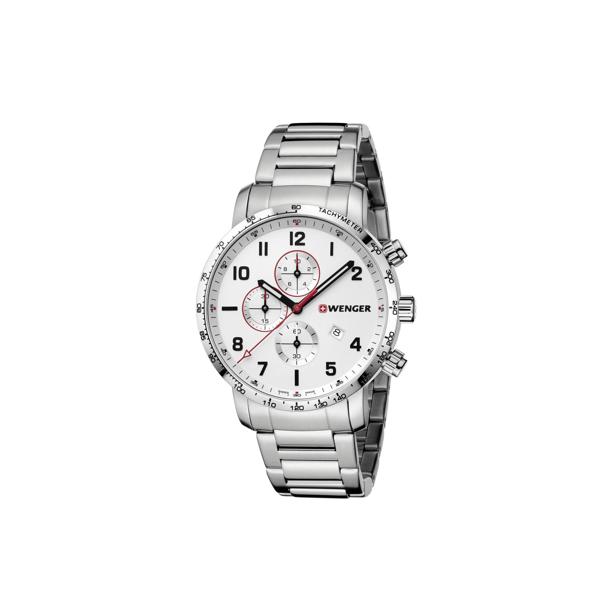 Wenger Attitude Quartz Silver Dial Steel Bracelet Chronograph Men's Watch 01.1543.110