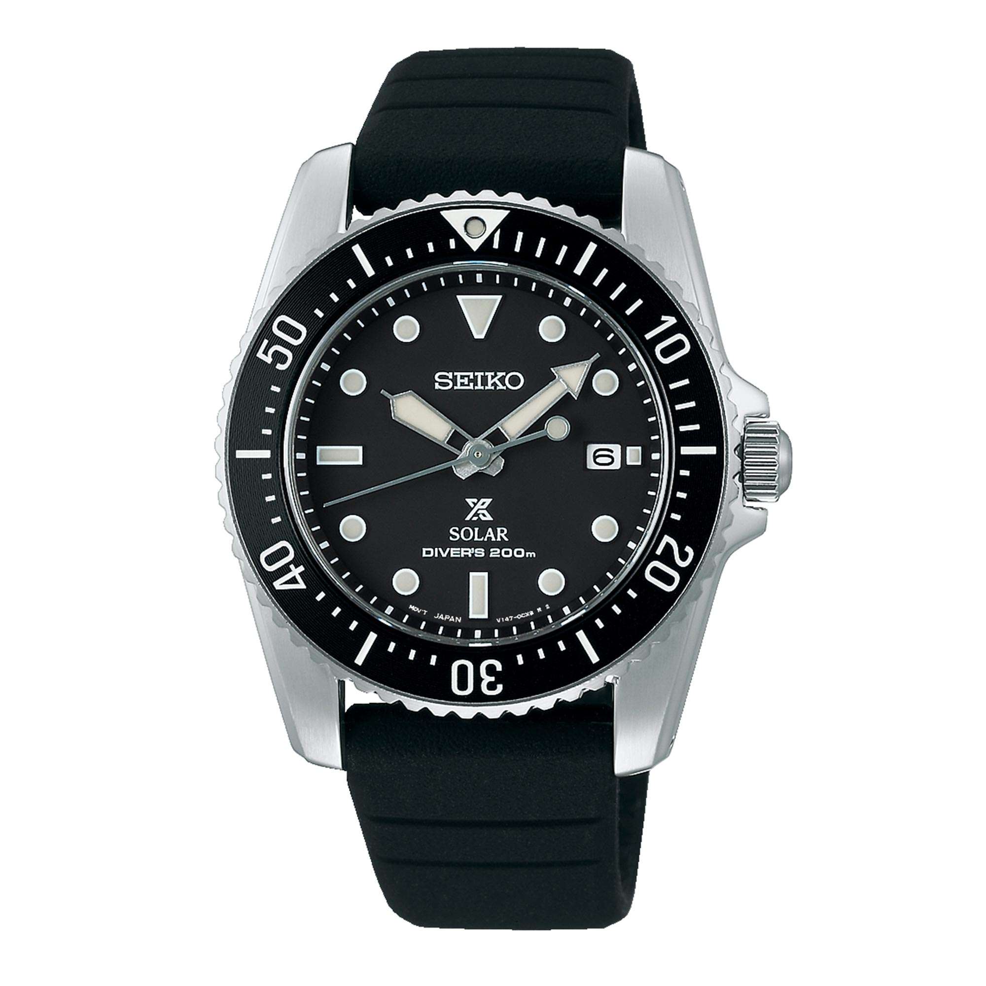 Seiko Prospex Compact Scuba Solar Black Dial Black Strap Men's Watch SNE573P1