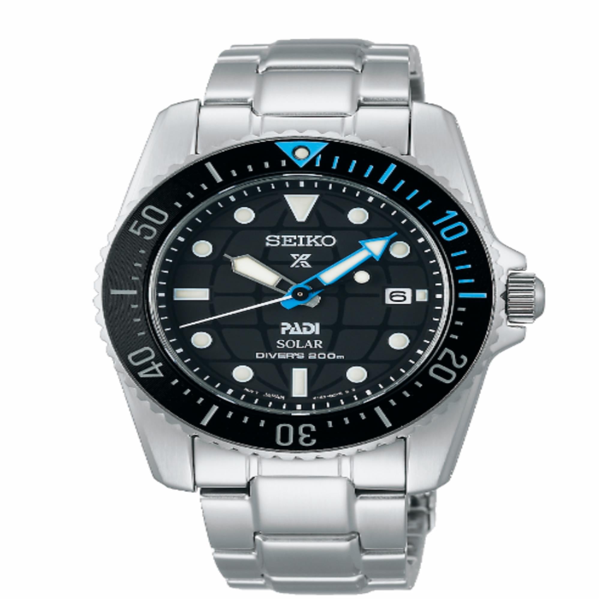 Seiko Prospex PADI Solar Blue Dial Stainless Steel Bracelet Men's Watch SNE575P1