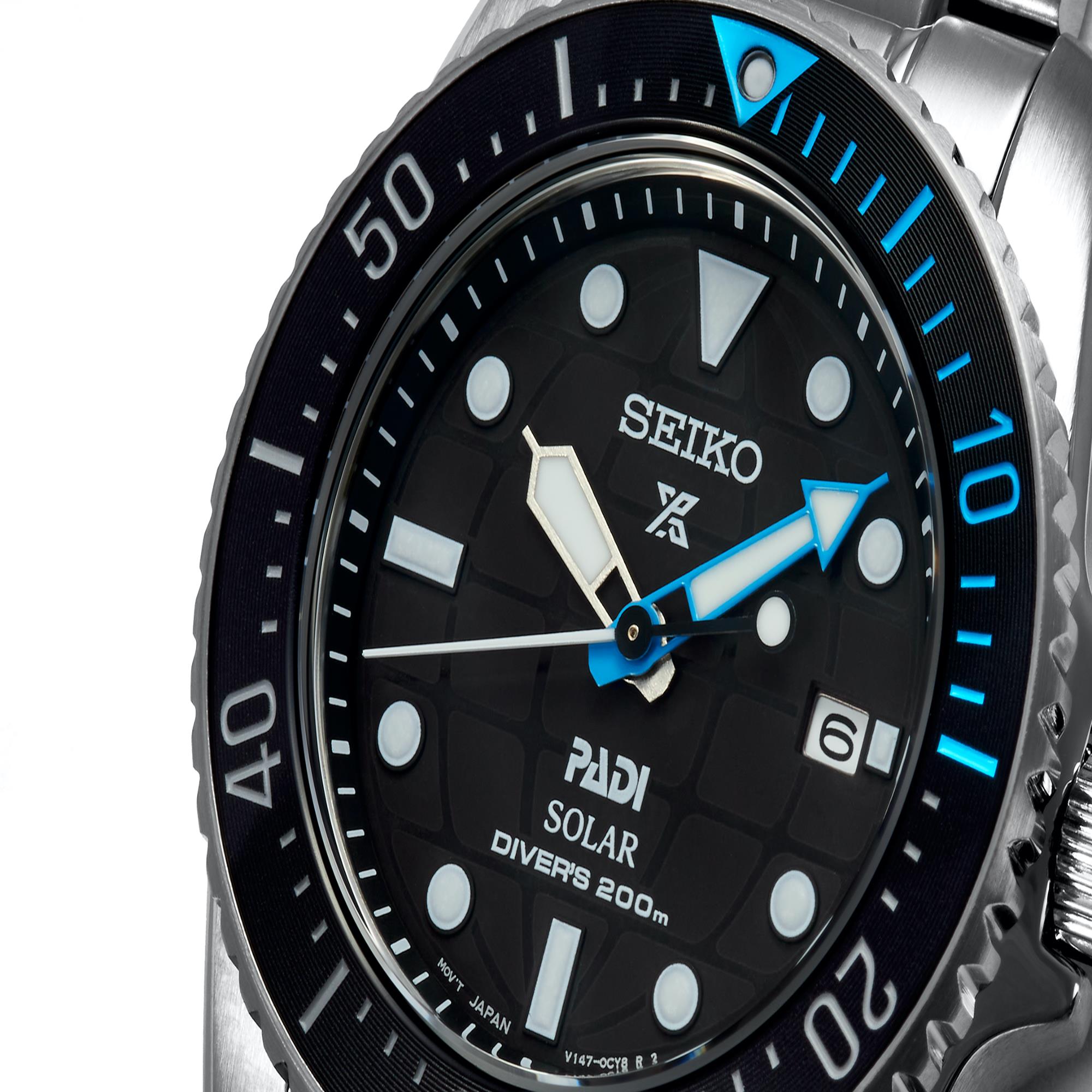 Seiko Prospex PADI Solar Blue Dial Stainless Steel Bracelet Men's Watch SNE575P1