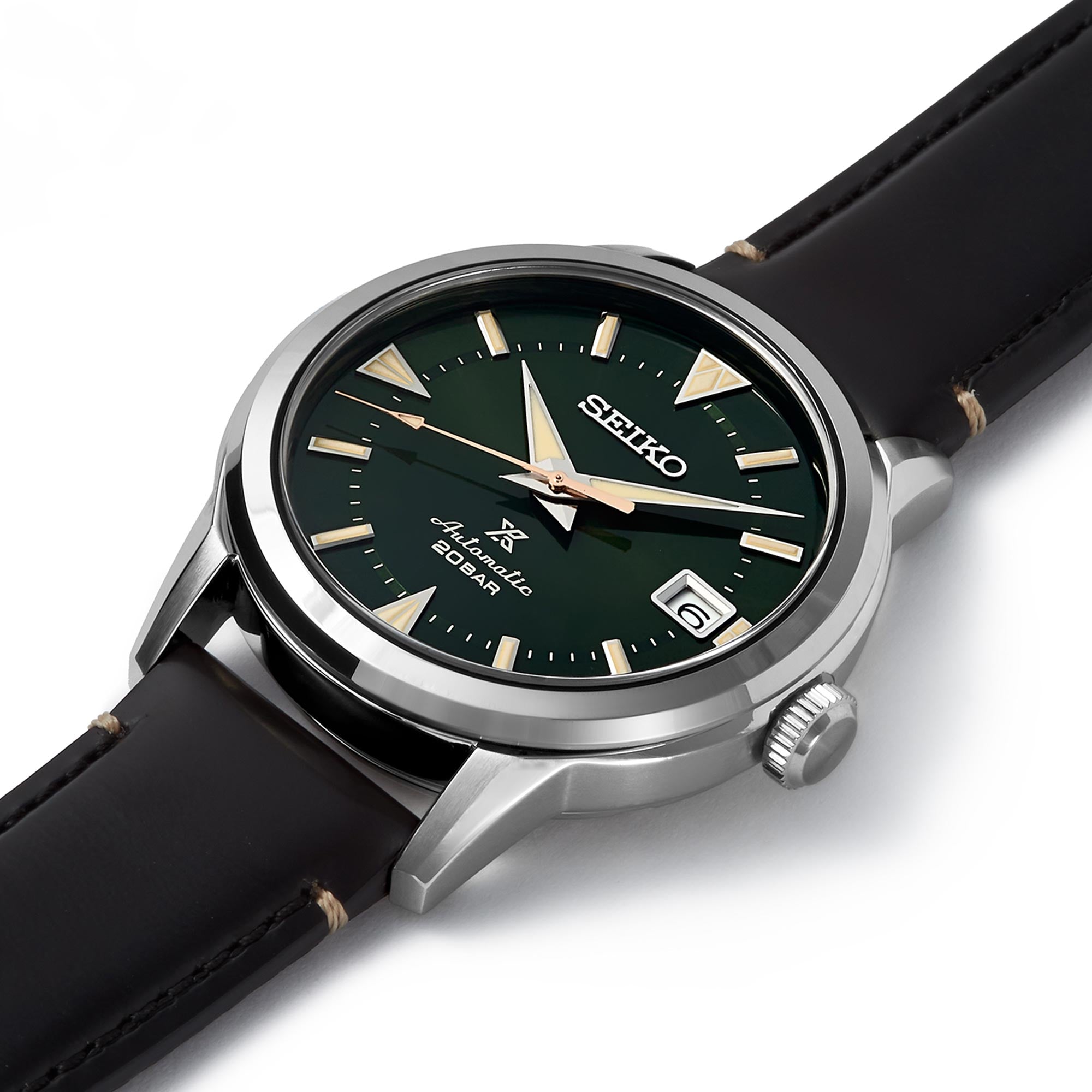 Seiko Prospex 1959 Alpinist Automatic Green Dial Black Leather Strap Men's Watch SPB245J1