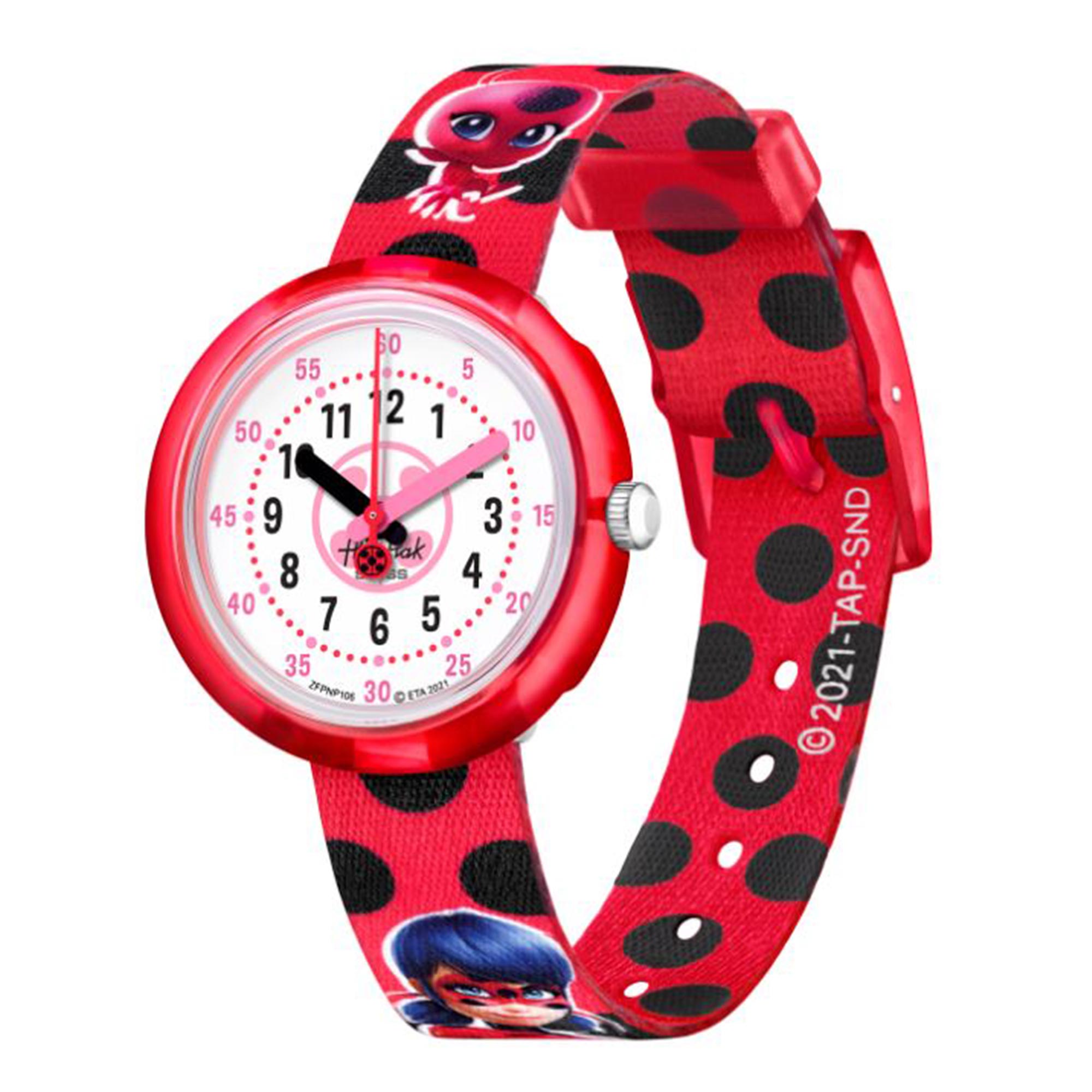 Flik-Flak Ladybug Quartz White Dial Red Plastic Strap Children's Watch FPNP106