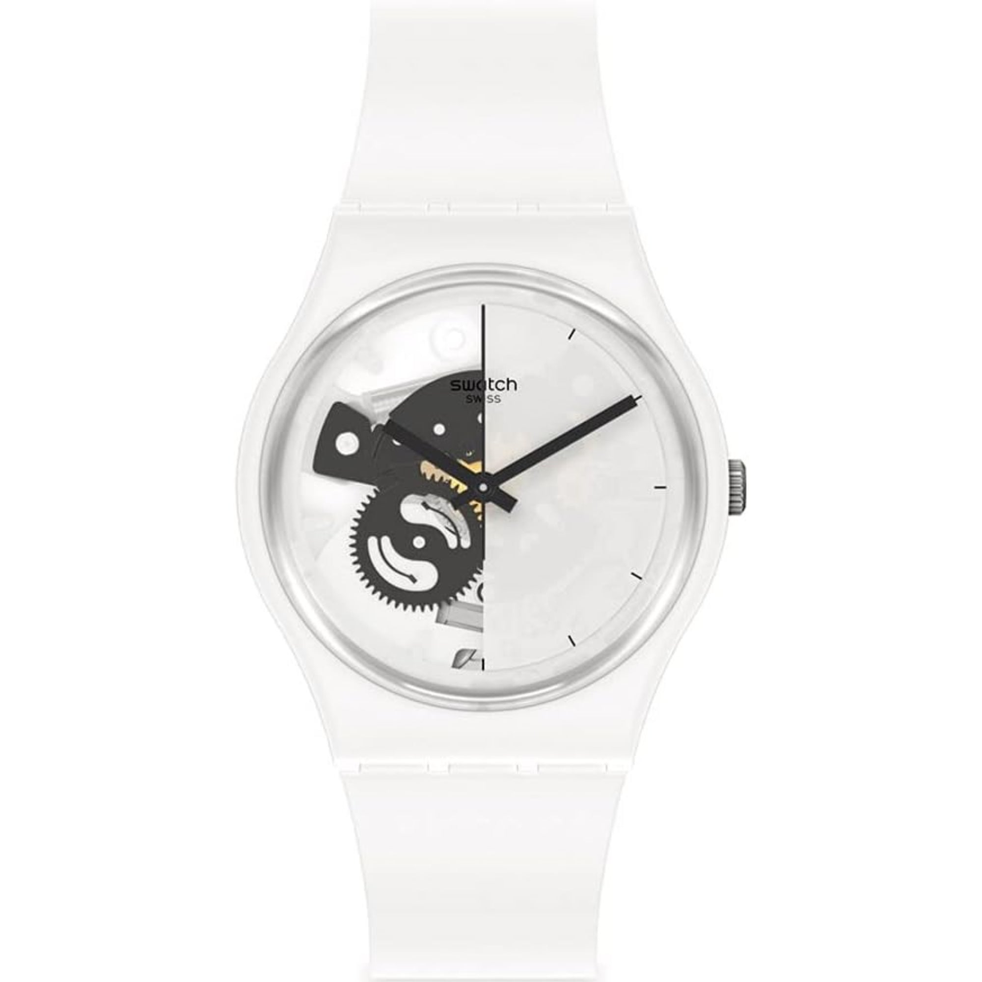 Quartz Bioceramic White Dial White Strap Unisex Watch SO31W101