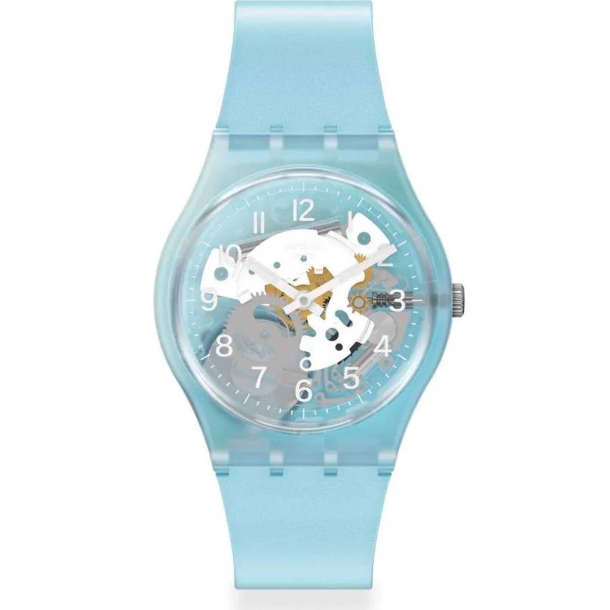 Swatch 'Morning Sky' Quartz Blue Dial Blue Silicone Strap Unisex Watch GL125