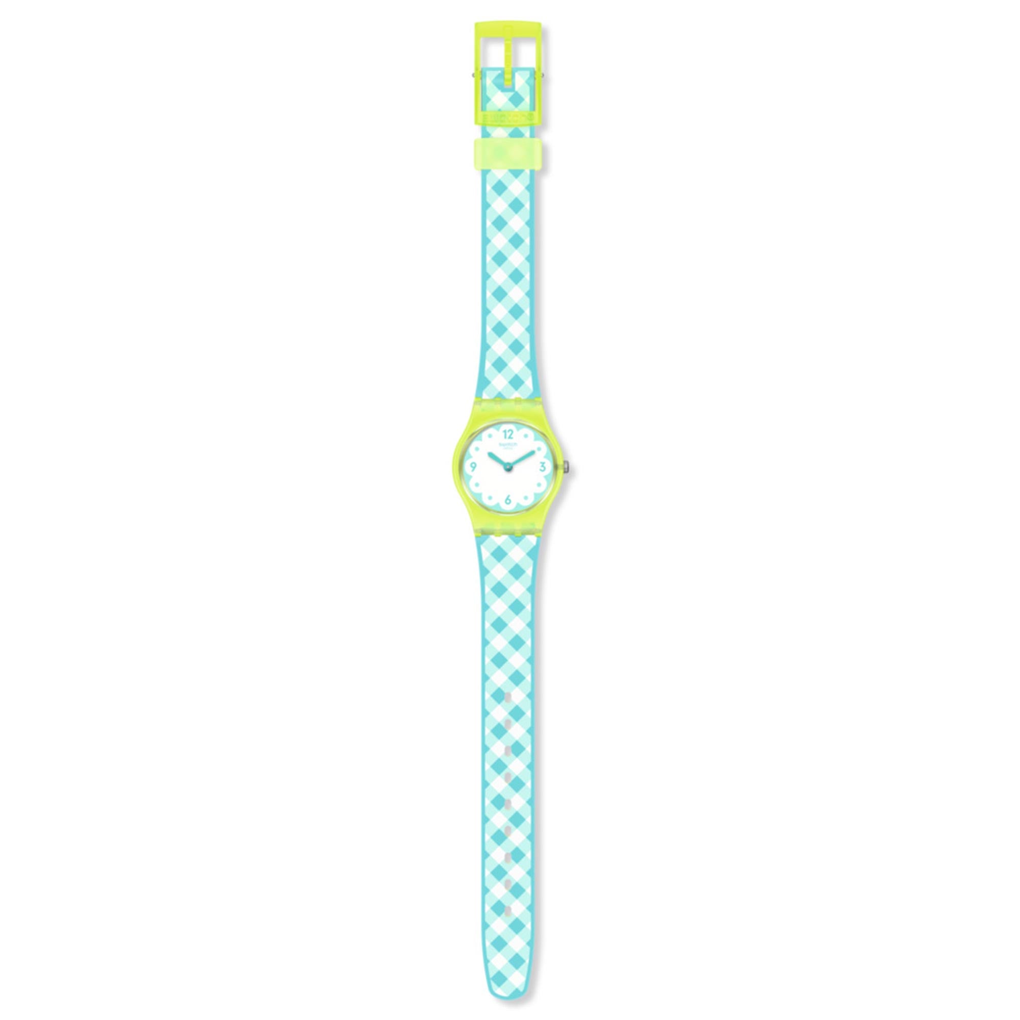 Swatch Picmika Quartz White Dial Blue White Strap Ladies Watch LJ112