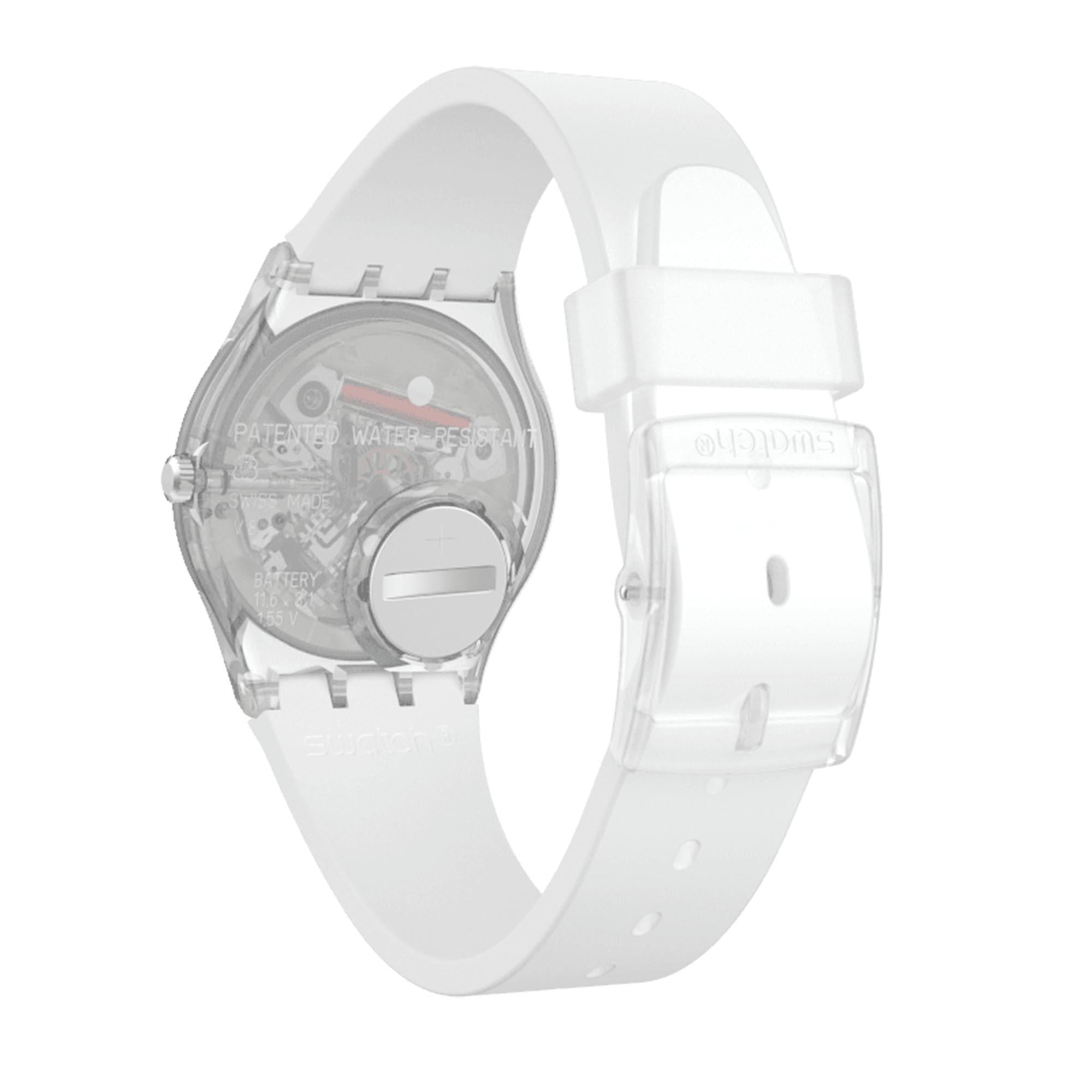 Swatch Original Gent Quartz White Dial Silicone Strap Ladies Watch GE713