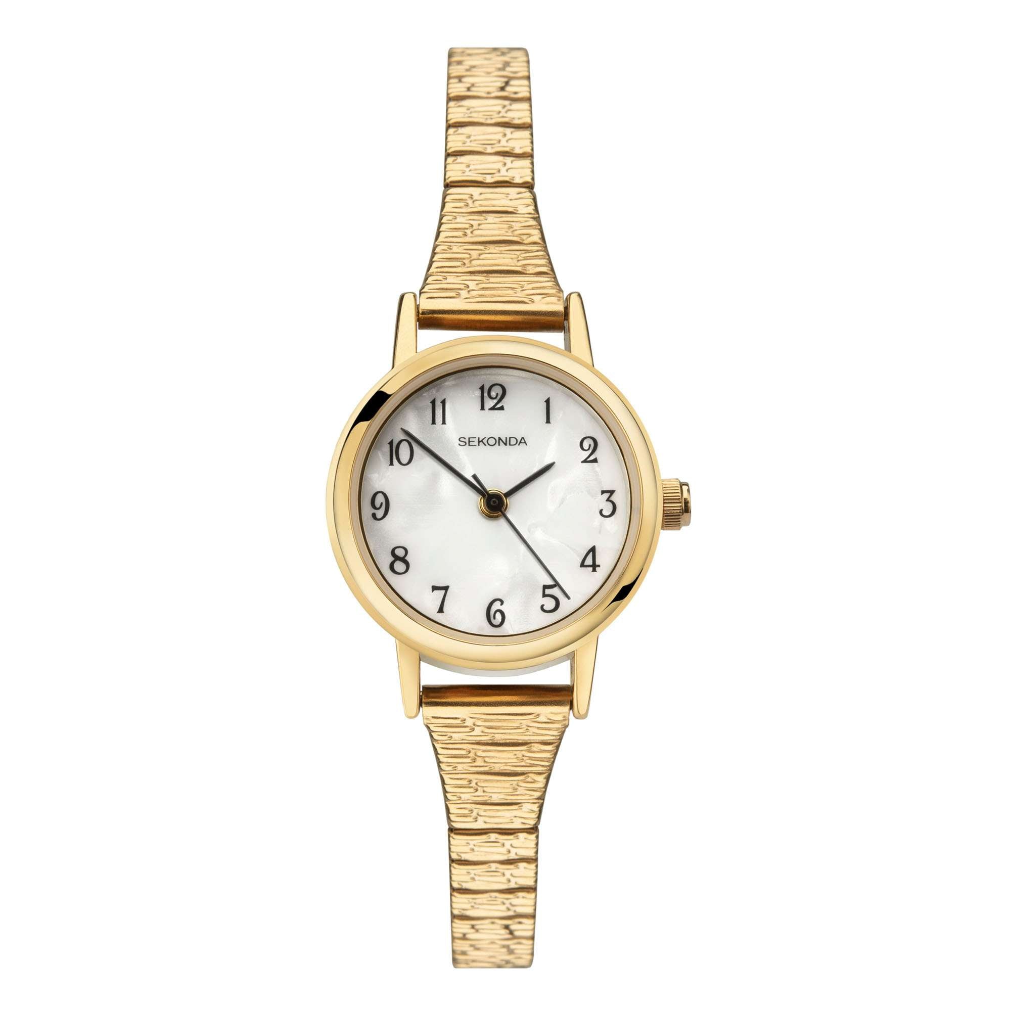 Sekonda Quartz Mother of Pearl Dial Gold PVD Expander Stainless Steel Bracelet Ladies Watch 4677