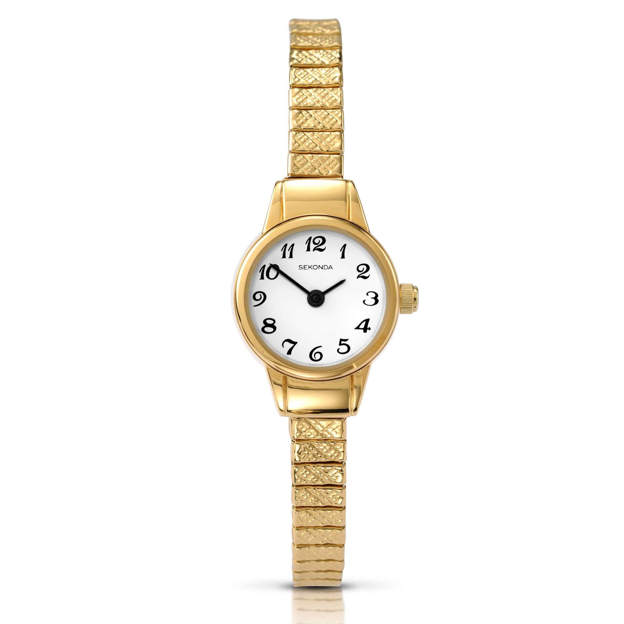 Sekonda Classic Quartz White Dial Gold PVD Expander Stainless Steel Bracelet Ladies Watch 4474