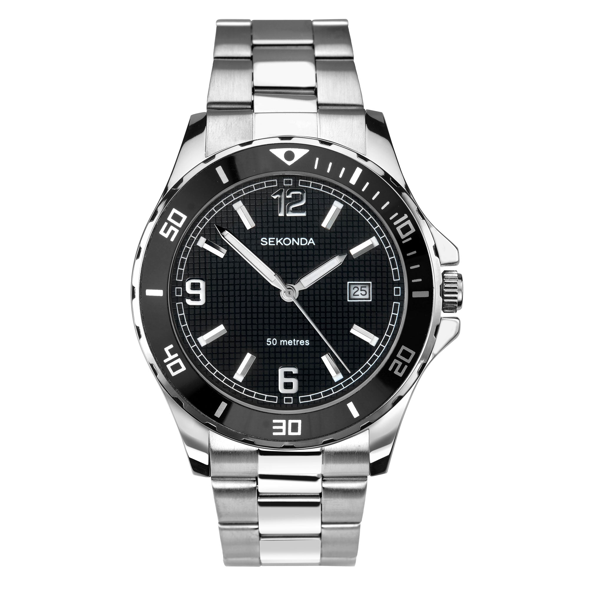 Sekonda Sports Quartz Black Dial Stainless Steel Bracelet Men's Watch 1513.00