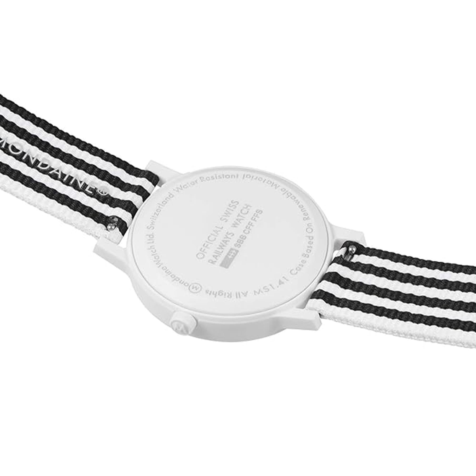 Mondaine Essence Quartz White Dial Two Tone Recycled PET Strap Unisex Watch MS1.41110.LA
