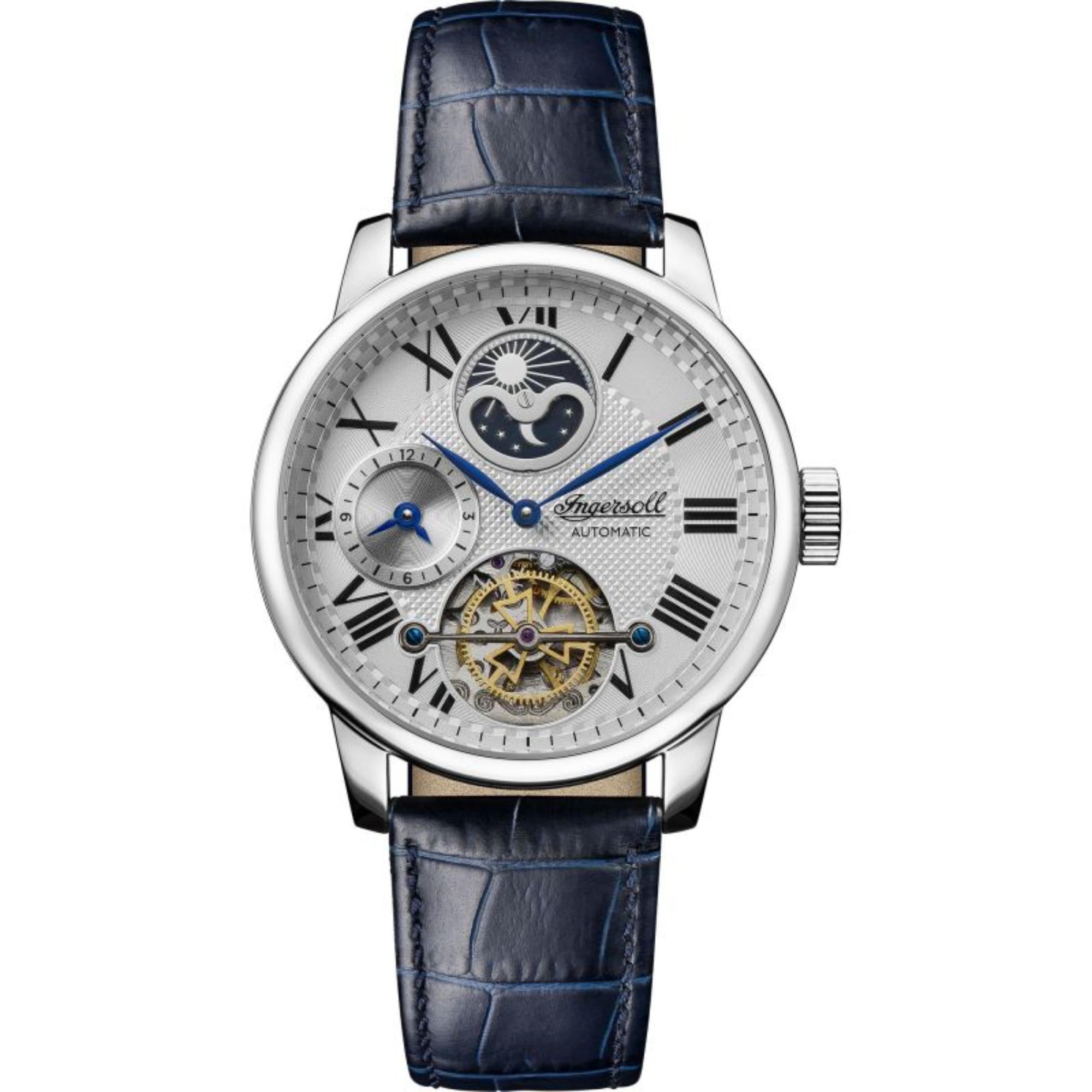 Ingersoll The Riff Automatic Silver Dial Blue Leather Strap Men's Watch I07401