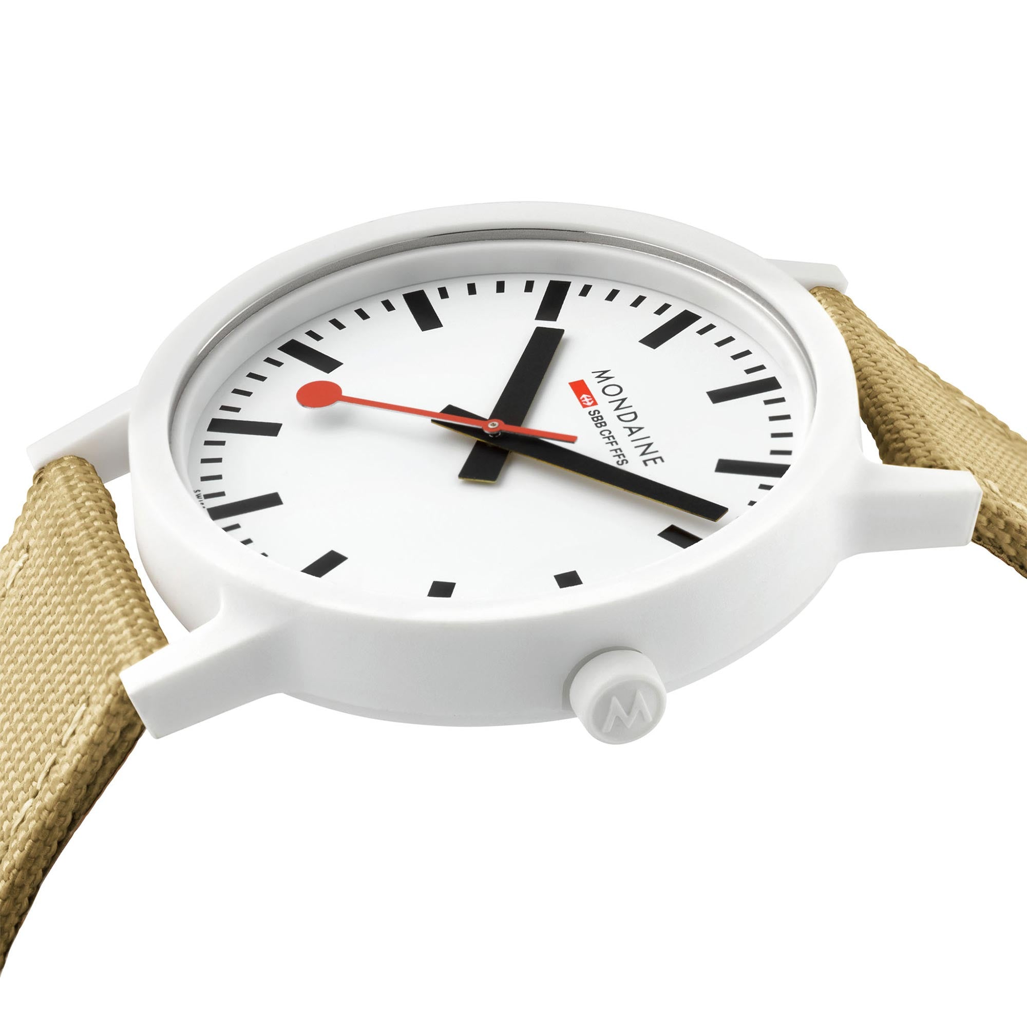 Mondaine Essence Sustainable Quartz Movement White Dial Textile Ladies Watch Strap MS1.32110.LN1