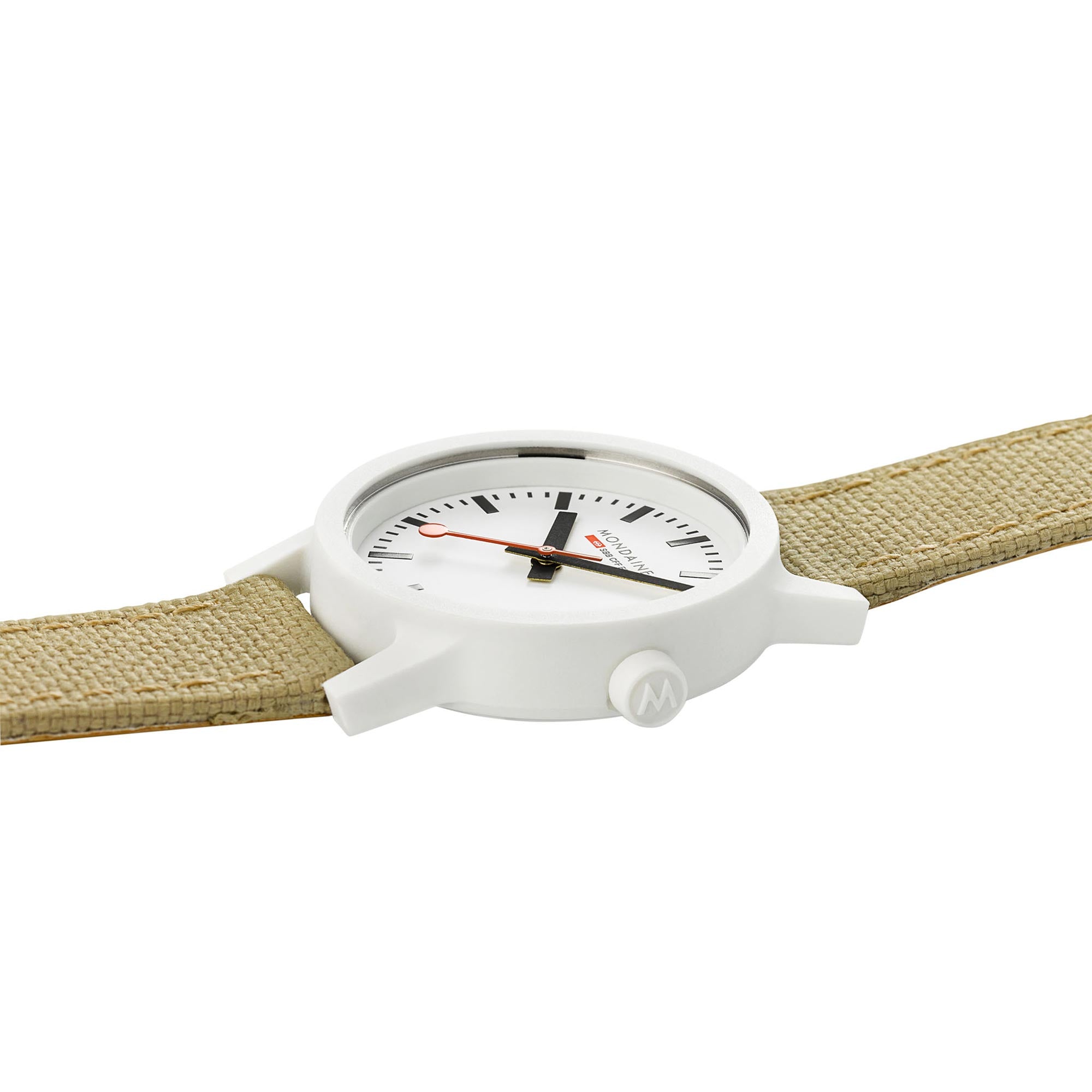 Mondaine Essence Sustainable Quartz Movement White Dial Textile Ladies Watch Strap MS1.32110.LN1