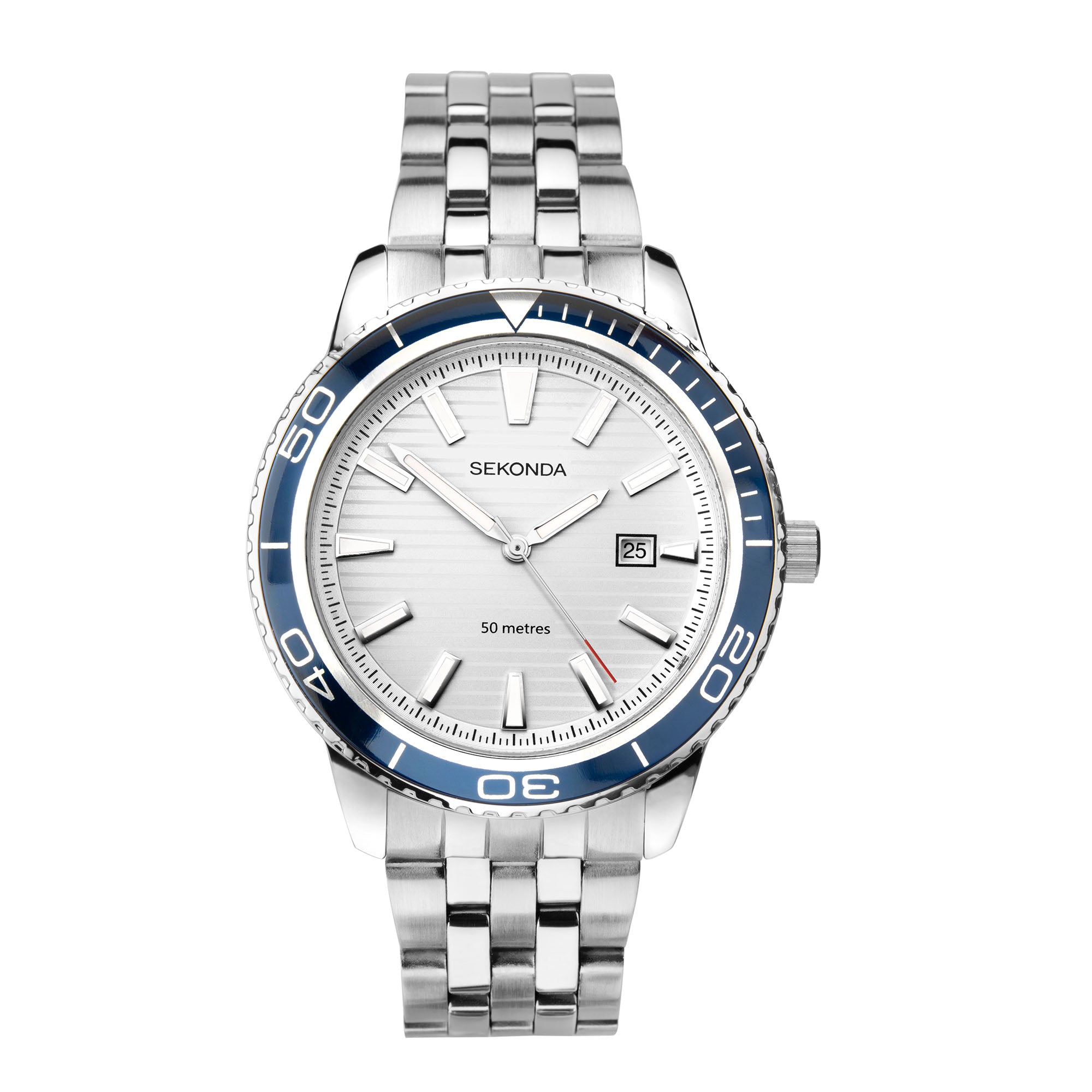Sekonda Sports Quartz Silver Dial Stainless Steel Bracelet Men's Watch 1790