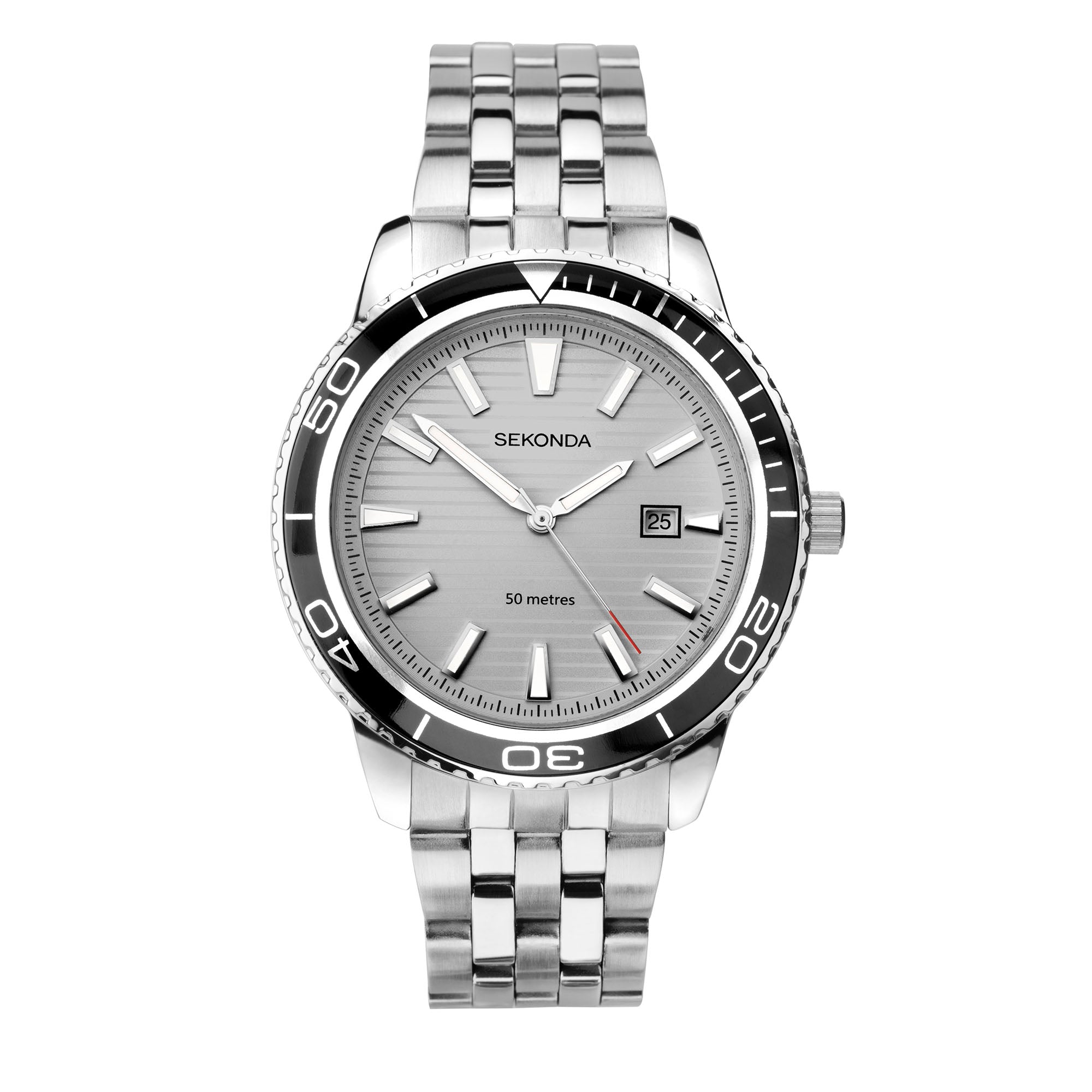 Sekonda Sports Quartz Silver Dial Stainless Steel Bracelet Men's Watch 1791