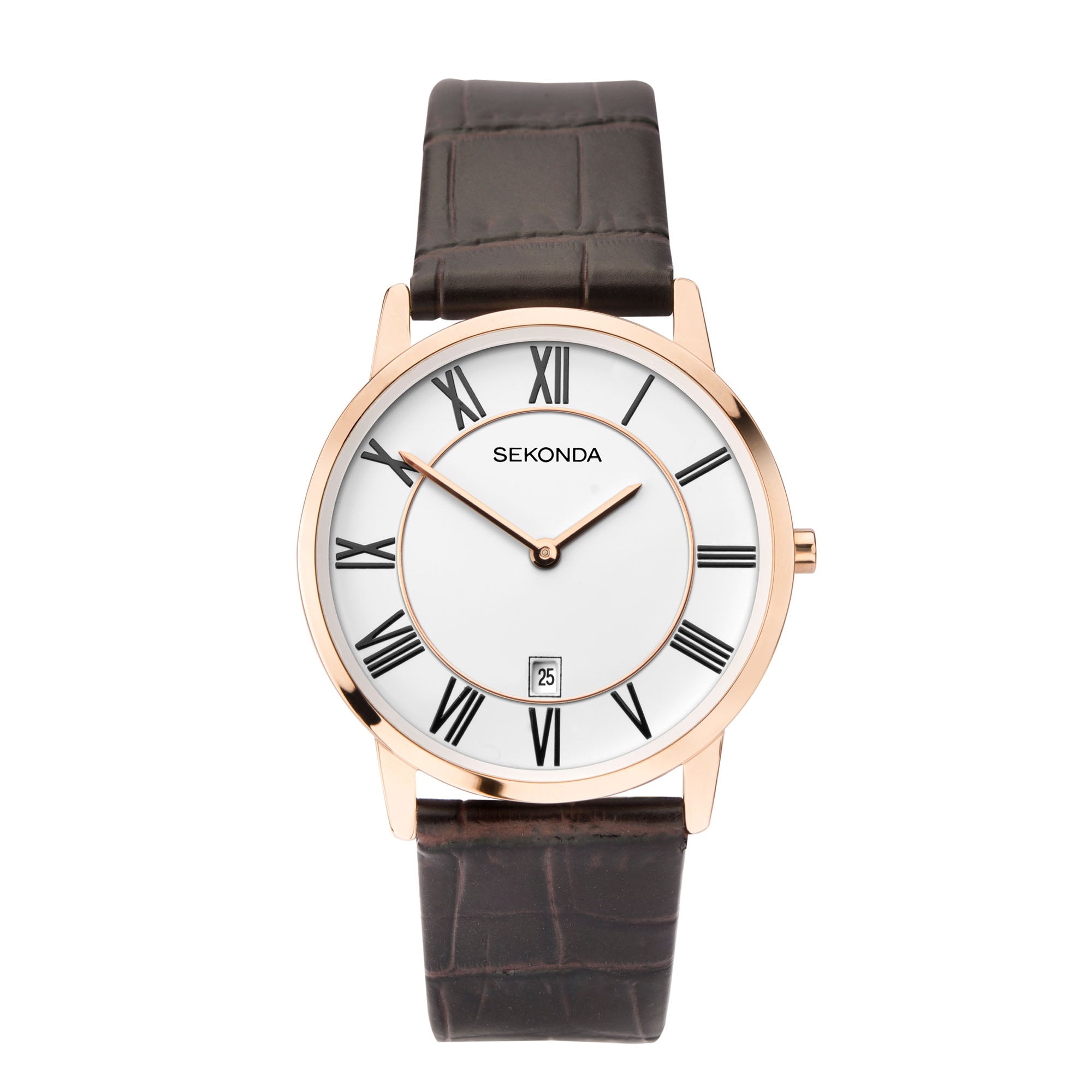 Sekonda Classic Quartz White Dial Brown Leather Strap Men's Watch 1780