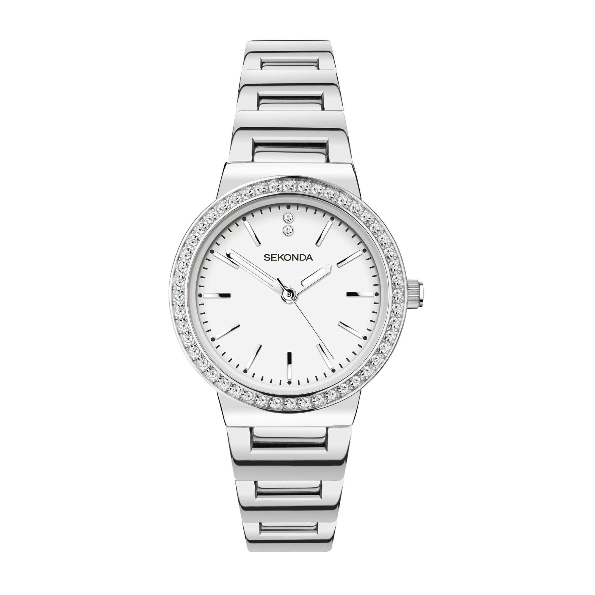 Sekonda Quartz White Dial Stainless Steel Bracelet Ladies Watch 40077