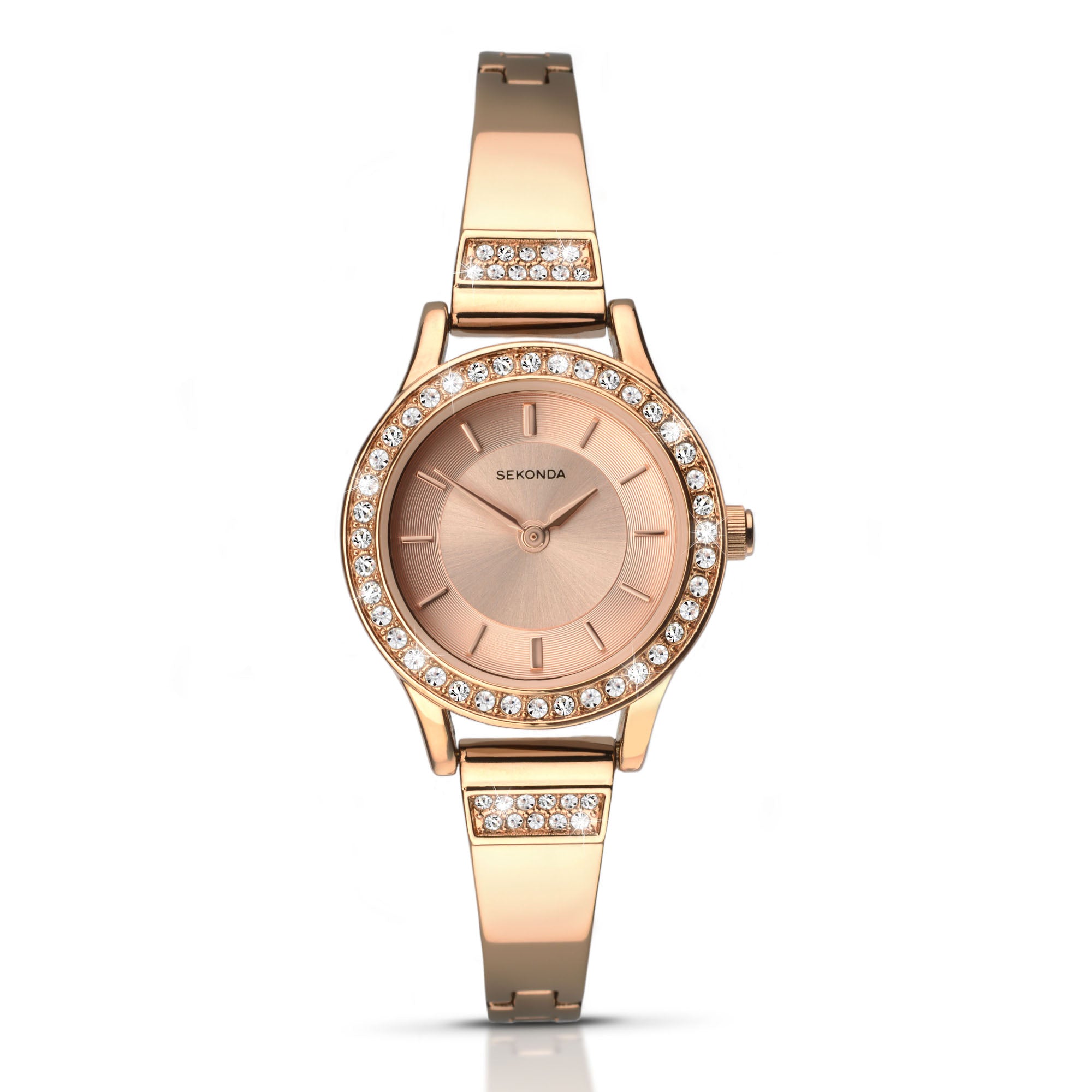 Sekonda Dress Quartz Rose Gold Dial Rose Gold PVD Stainless Steel Bracelet Ladies Watch 2203