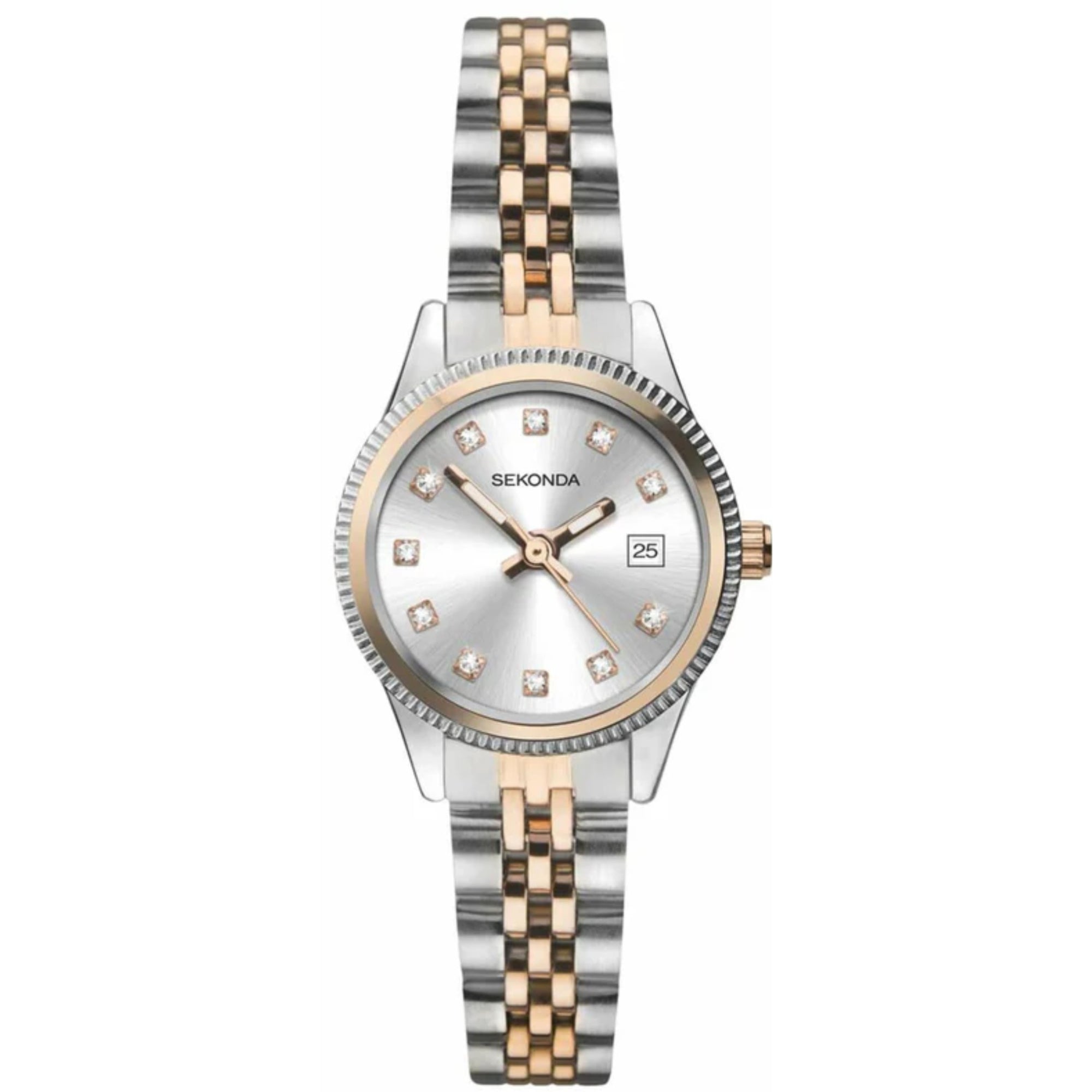 Sekonda Quartz White Dial Two Tone Stainless Steel Bracelet Ladies Watch 2763
