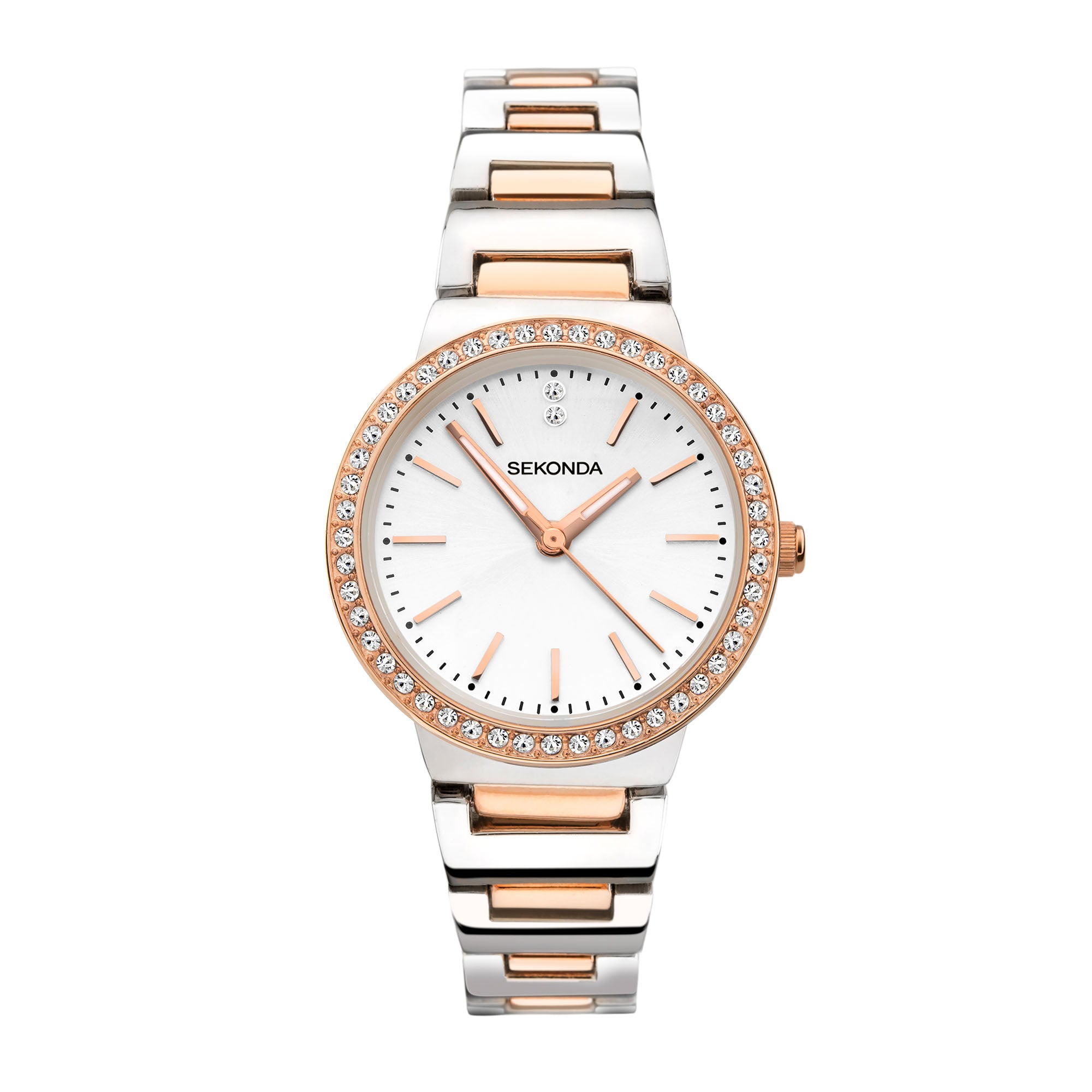 Sekonda Quartz White Dial Stainless Two Tone Bracelet Ladies Watch 40078