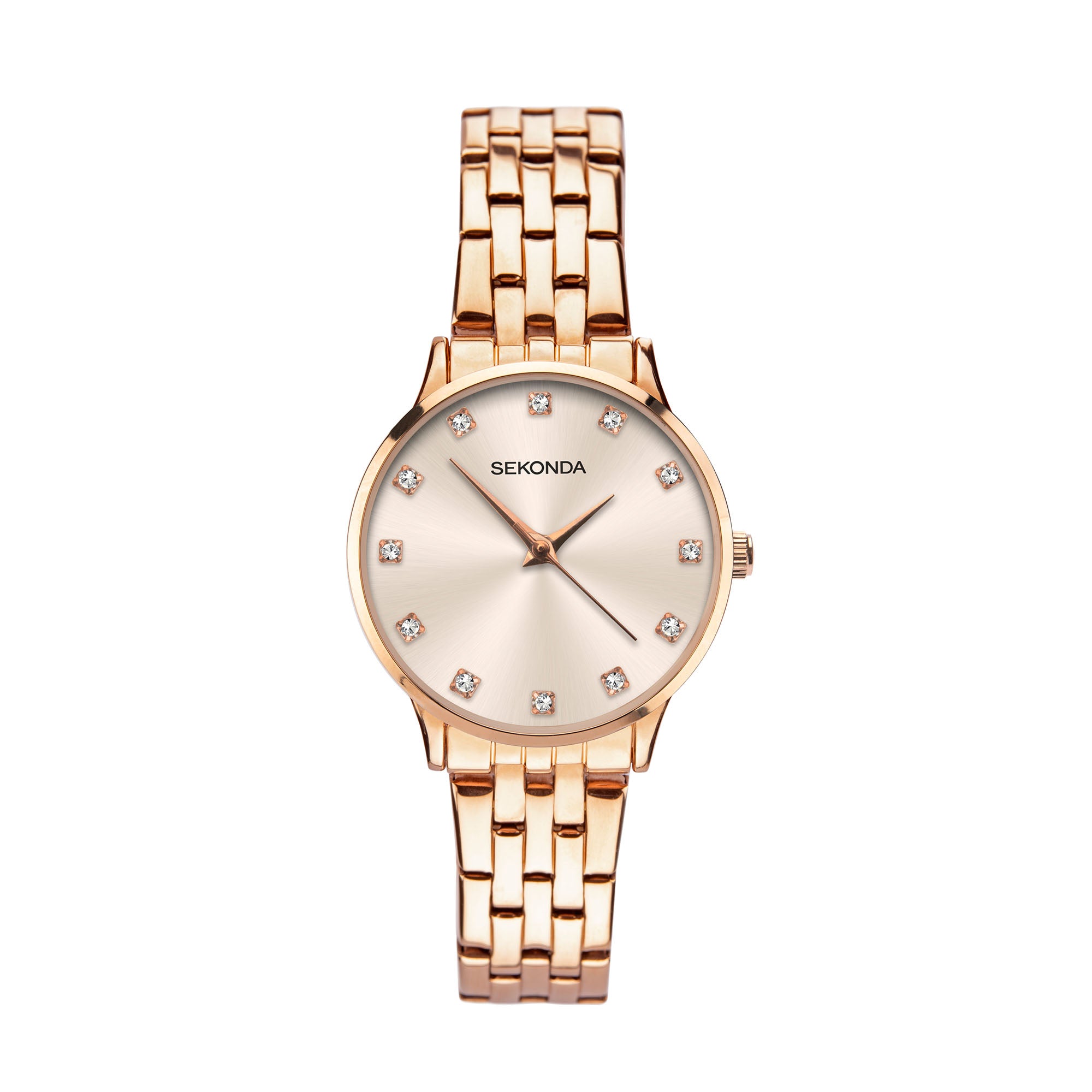 Sekonda Classic Quartz Rose Gold Dial Rose Gold PVD Stainless Steel Bracelet Ladies Watch 2961
