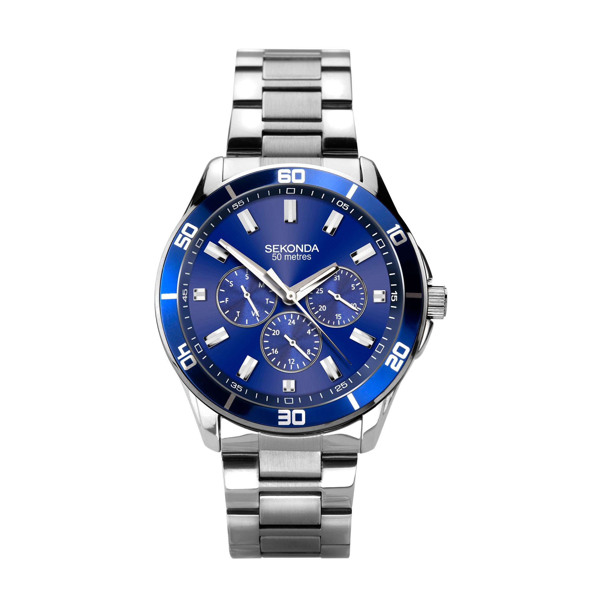 Sekonda Sports Quartz Blue Dial Stainless Steel Bracelet Men's Watch 1779