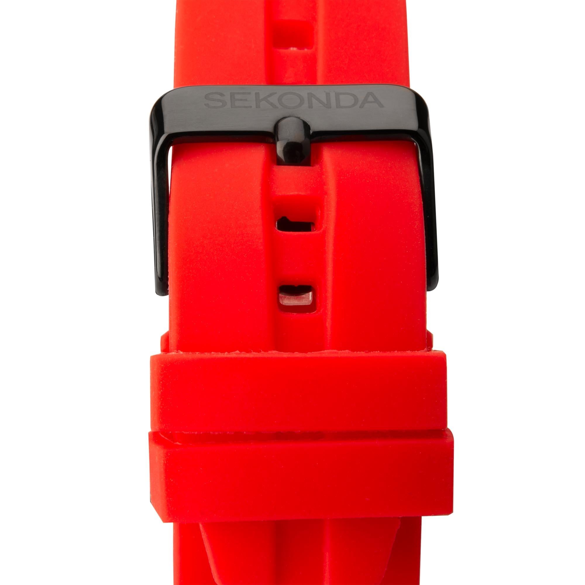 Sekonda Sports Quartz Red Dial Red Rubber Strap Men's Watch 1985