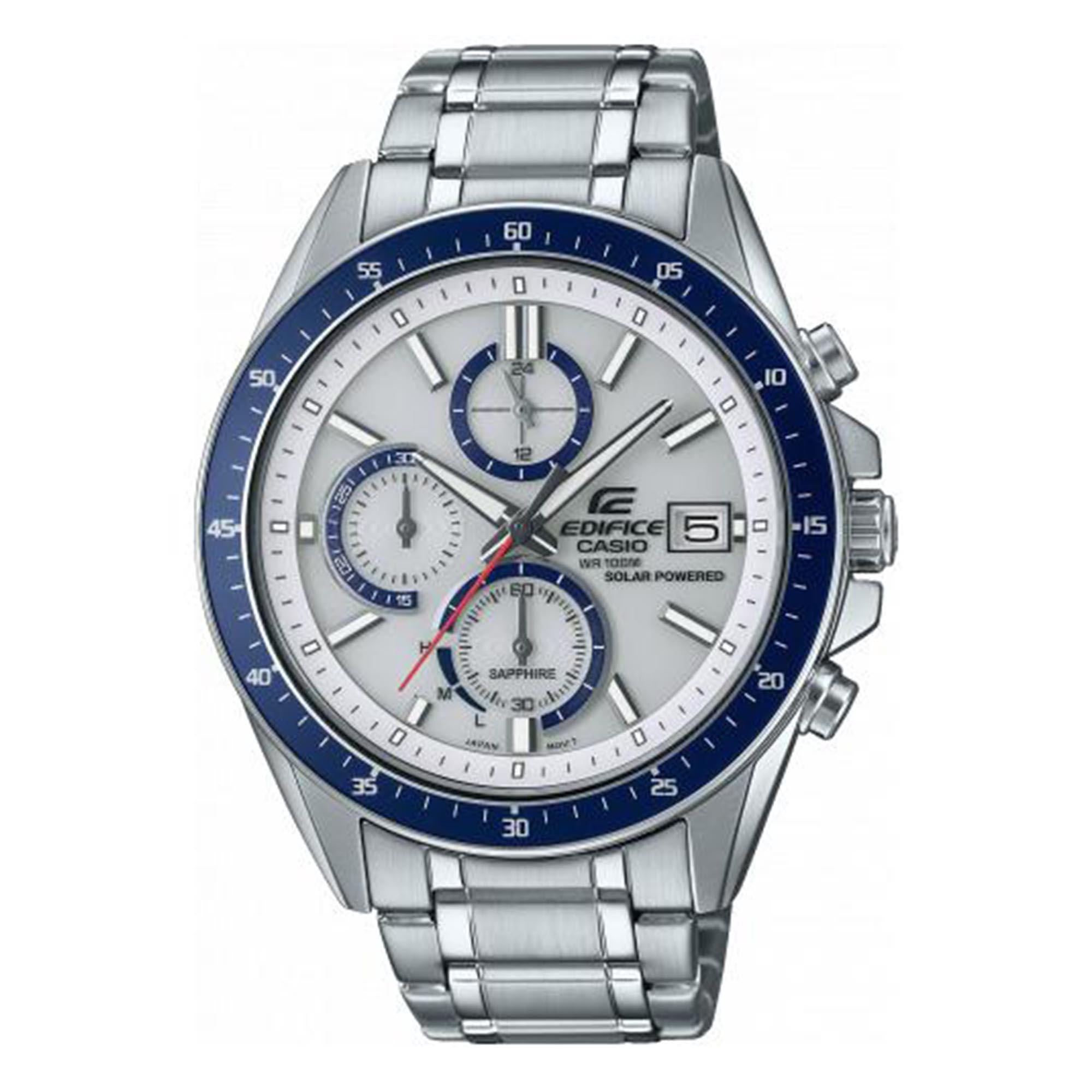 Casio Edifice Solar White Dial Steel Bracelet Chronograph Mens Watch EFS-S510D-7BVUEF
