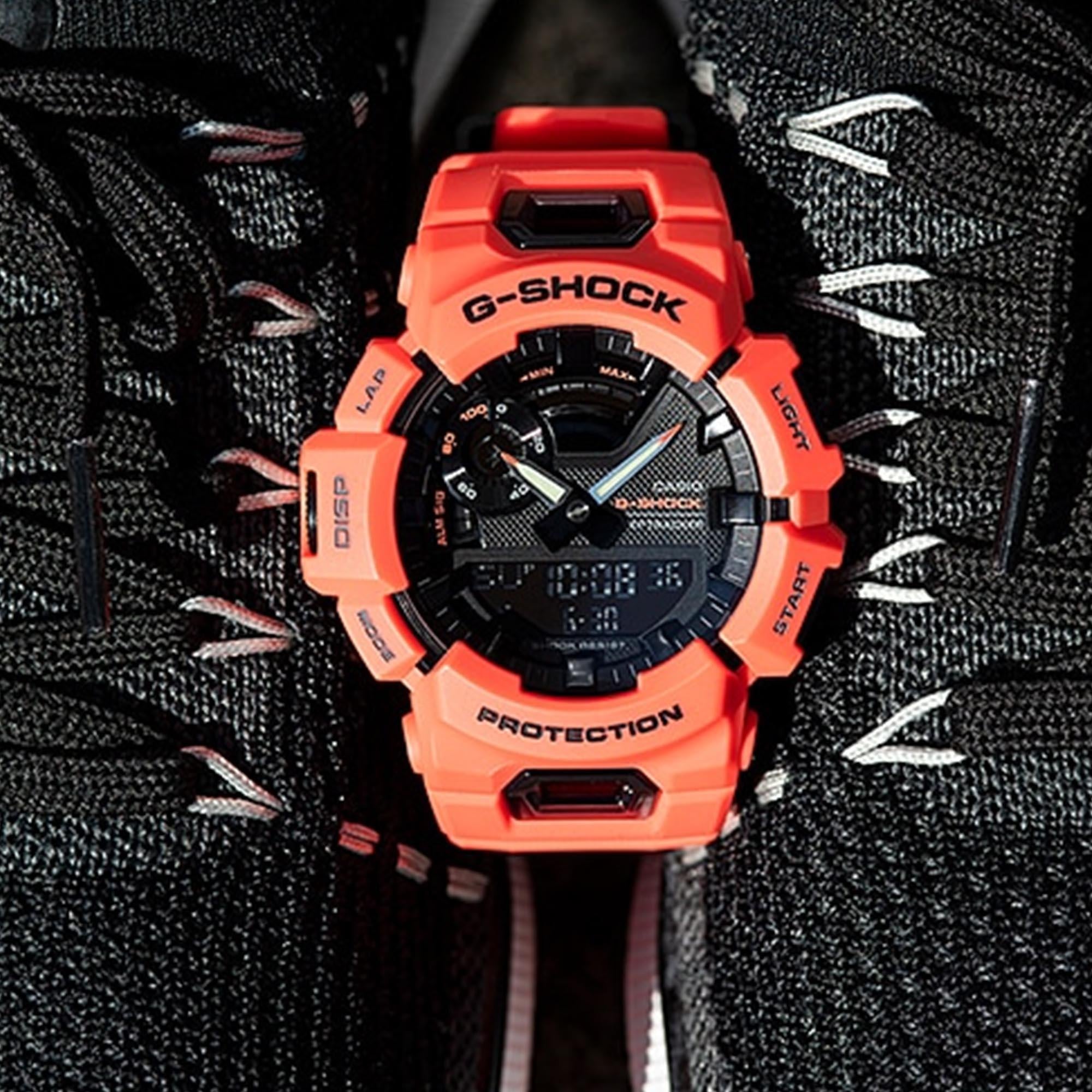 Casio G-Shock G-Squad Quartz Black Dial Red Resin Strap Men’s Watch GBA-900-4AER