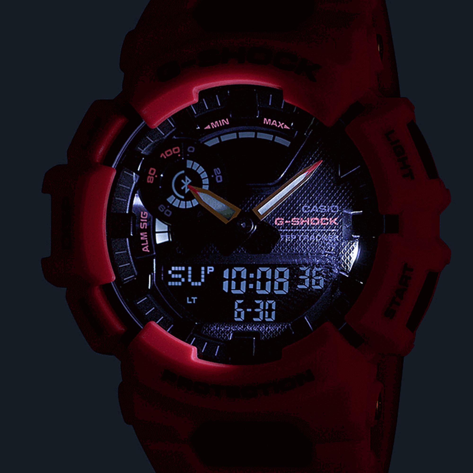 Casio G-Shock G-Squad Quartz Black Dial Red Resin Strap Men’s Watch GBA-900-4AER