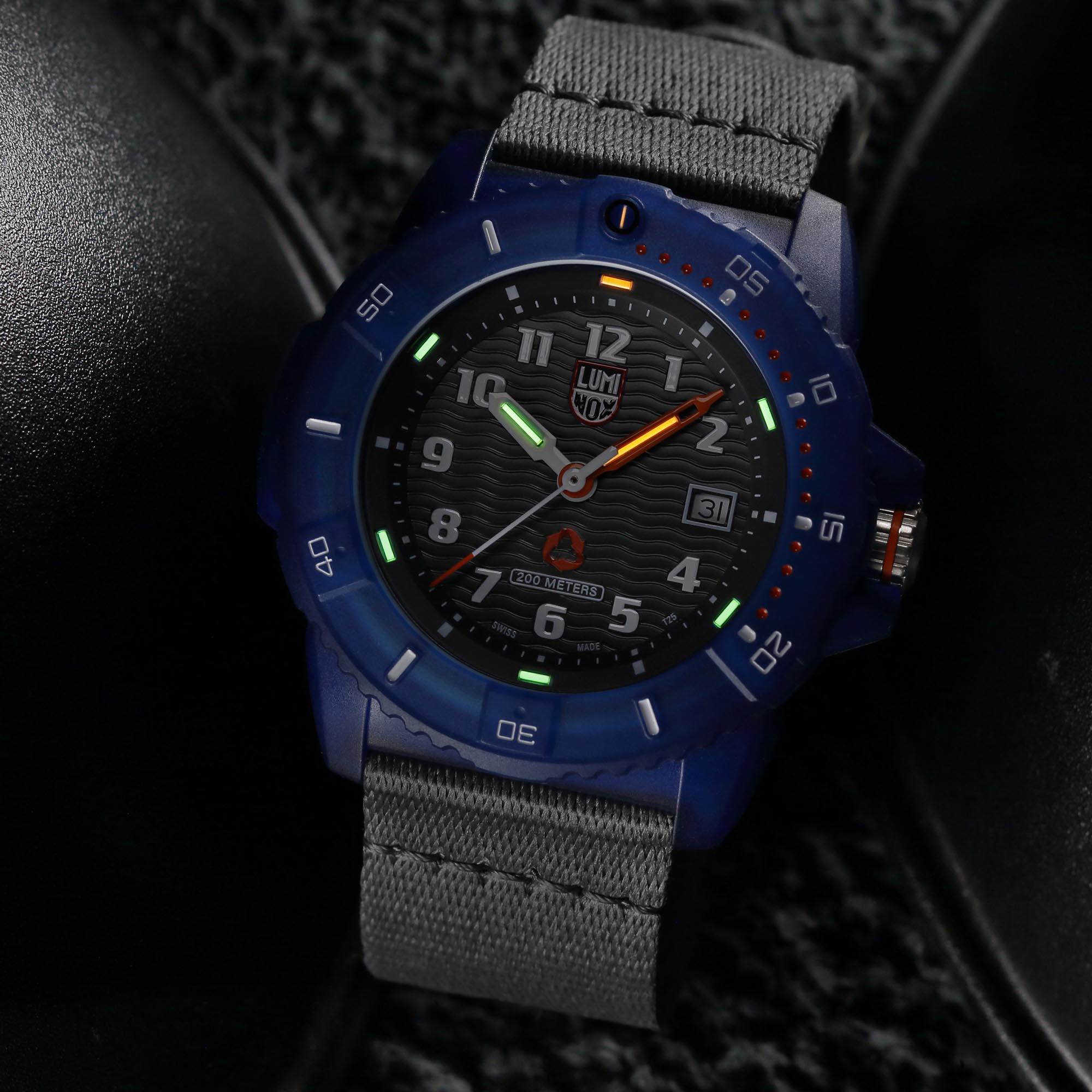 Luminox #Tide Recycled Ocean Material Quartz Black Dial Grey Nylon Strap Men's Watch XS.8902.ECO