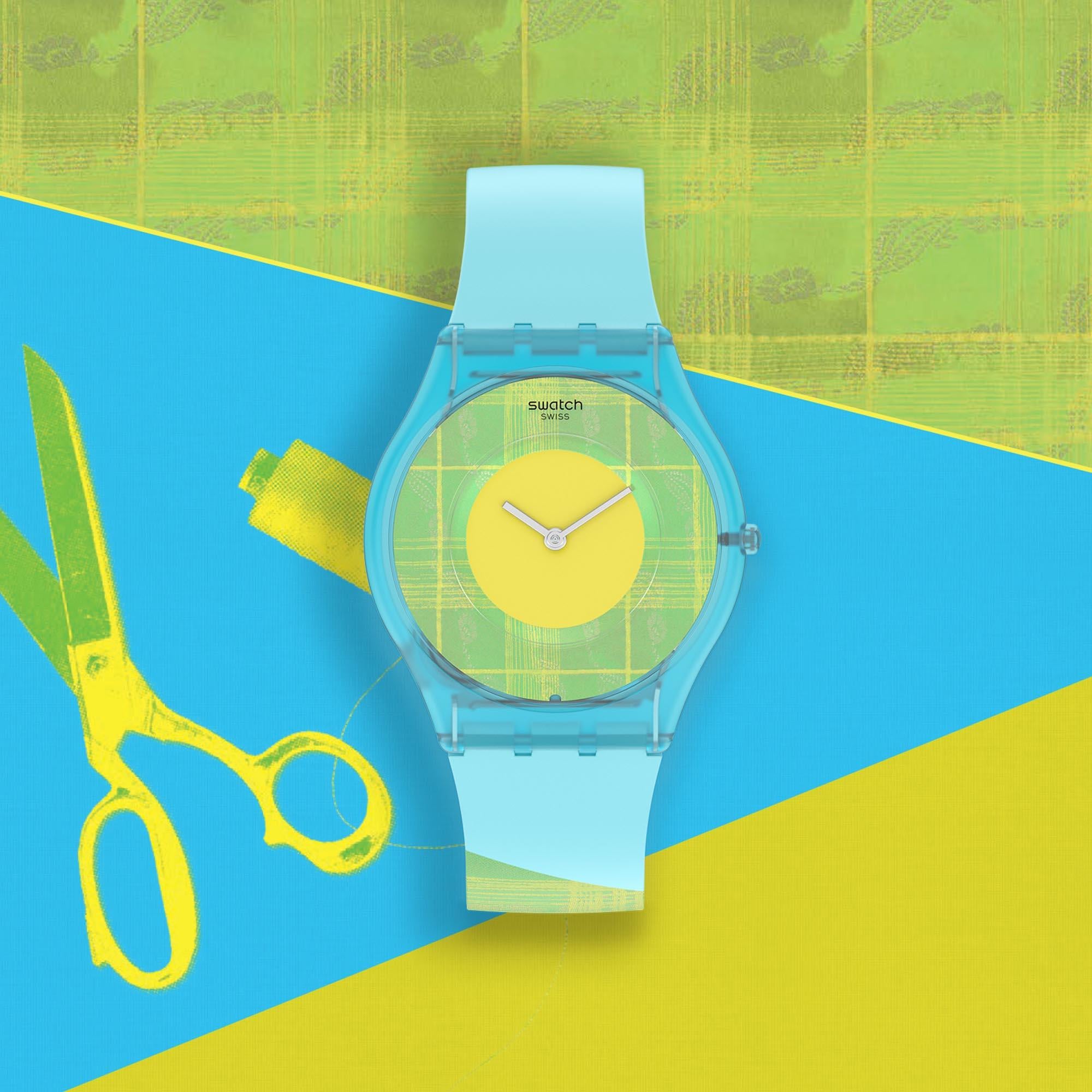 Swatch Supriya Acid Mardas 02 Quartz Yellow Dial Multi Tonal Silicone Strap Ladies Watch SS08Z104